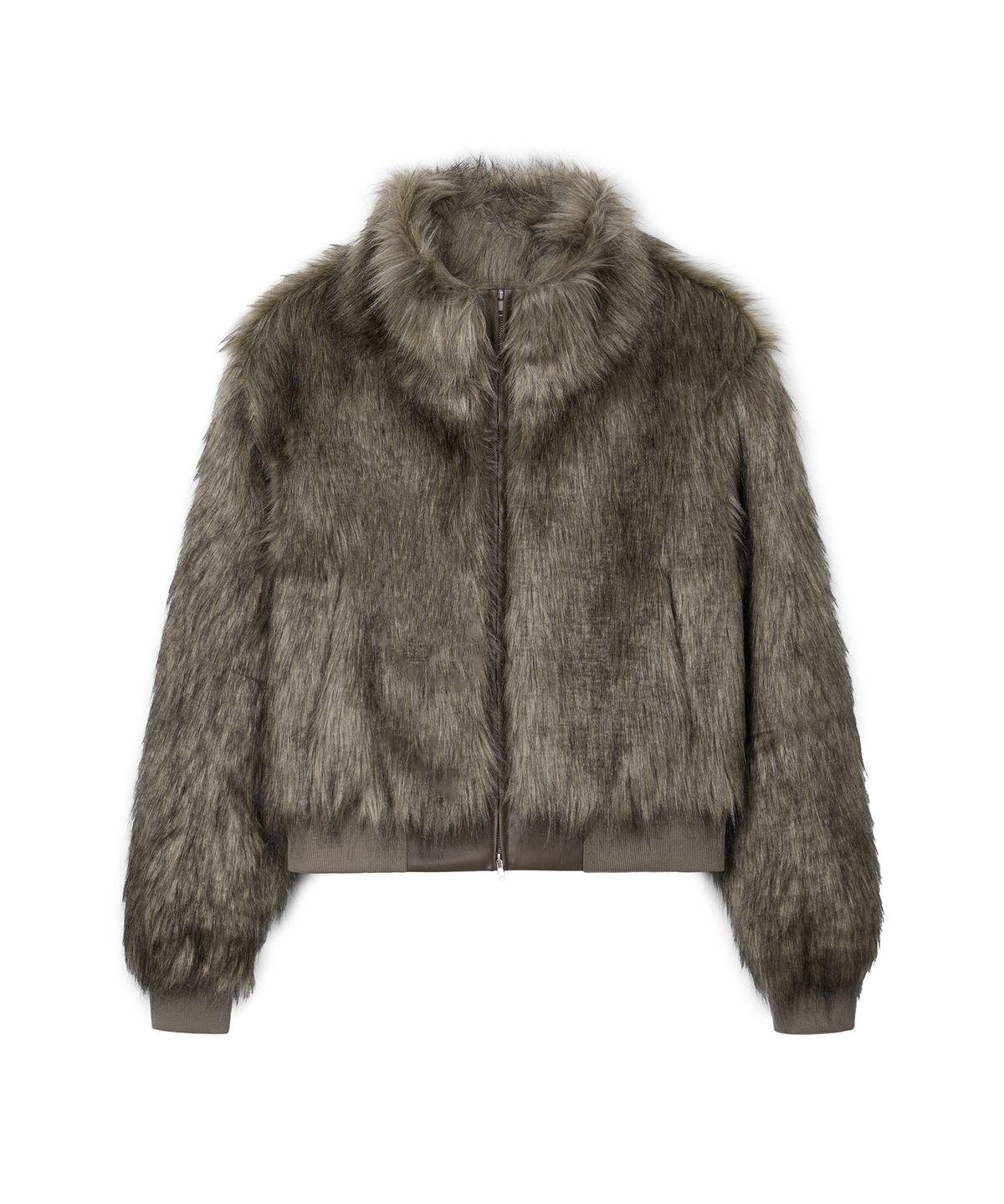 락케이크(ROCKCAKE) High Neck Fur Jacket - Brown