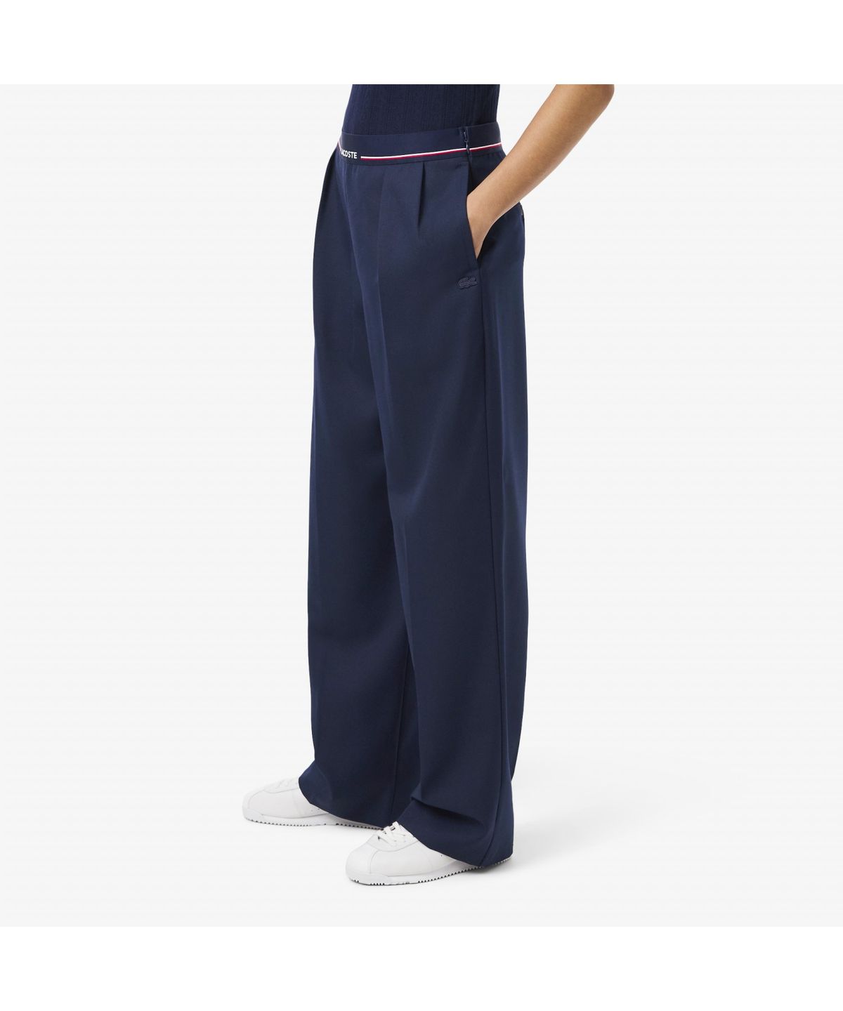 라코스테(LACOSTE) 여성 로고 밴딩 와이드 팬츠 HF8428-55N 166
