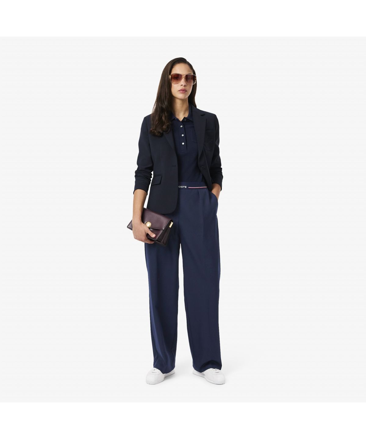 라코스테(LACOSTE) 여성 로고 밴딩 와이드 팬츠 HF8428-55N 166