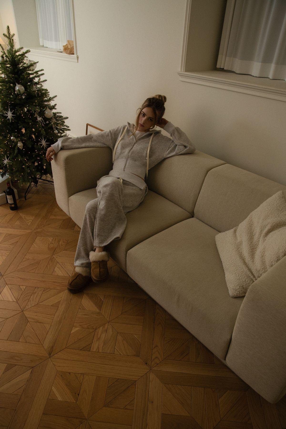 피프트 에일리어스(FIFTHALIAS) Bokashi cozy sweatpants White melange