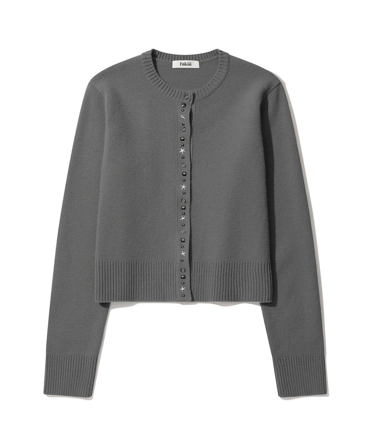 페이키(FAKIII) Cashmere Sparkle Star Cardigan_Charcoal