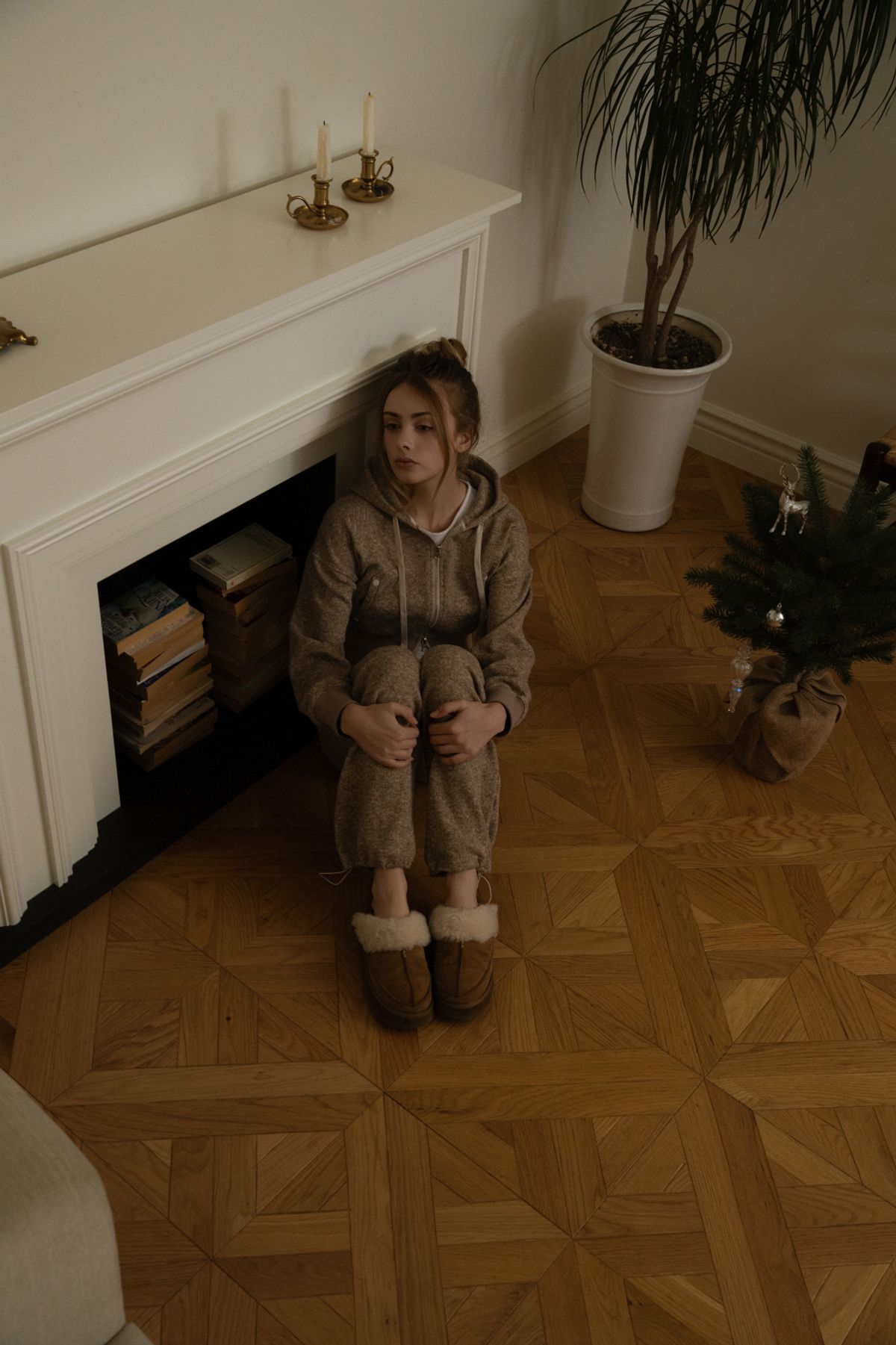 피프트 에일리어스(FIFTHALIAS) Bokashi cozy hood zip-up  Mocha brown