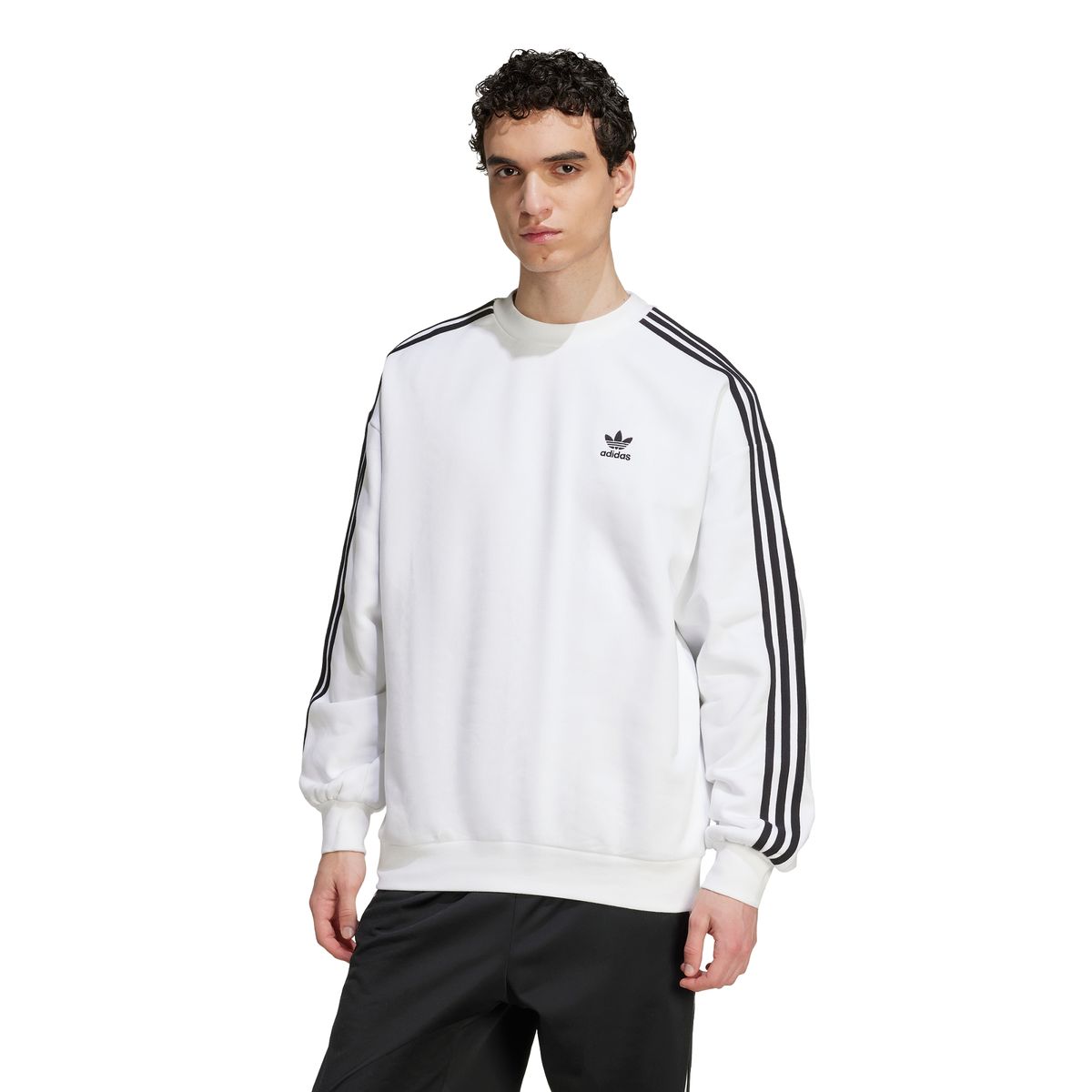 아디다스(ADIDAS) 오버사이즈 크루 스웨트셔츠 - 화이트:블랙 / JY1404