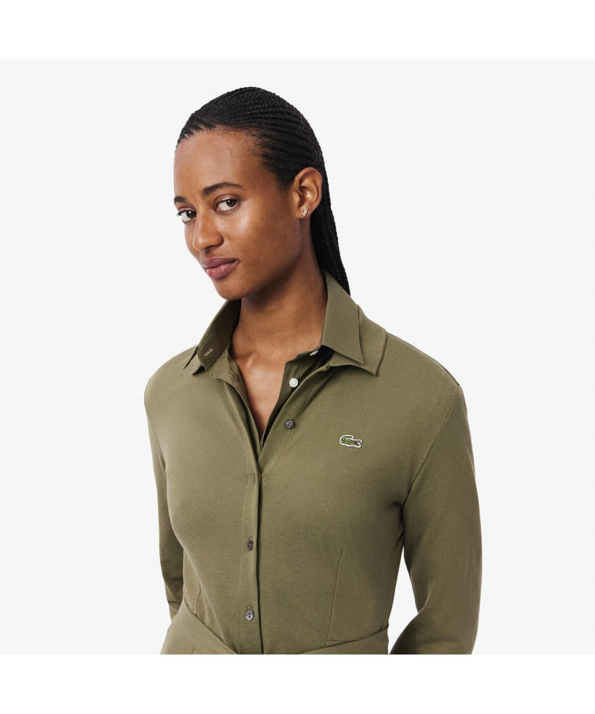 라코스테(LACOSTE) 여성 핏앤플레어 벨티드 폴로 드레스 EF5299-55N E9F