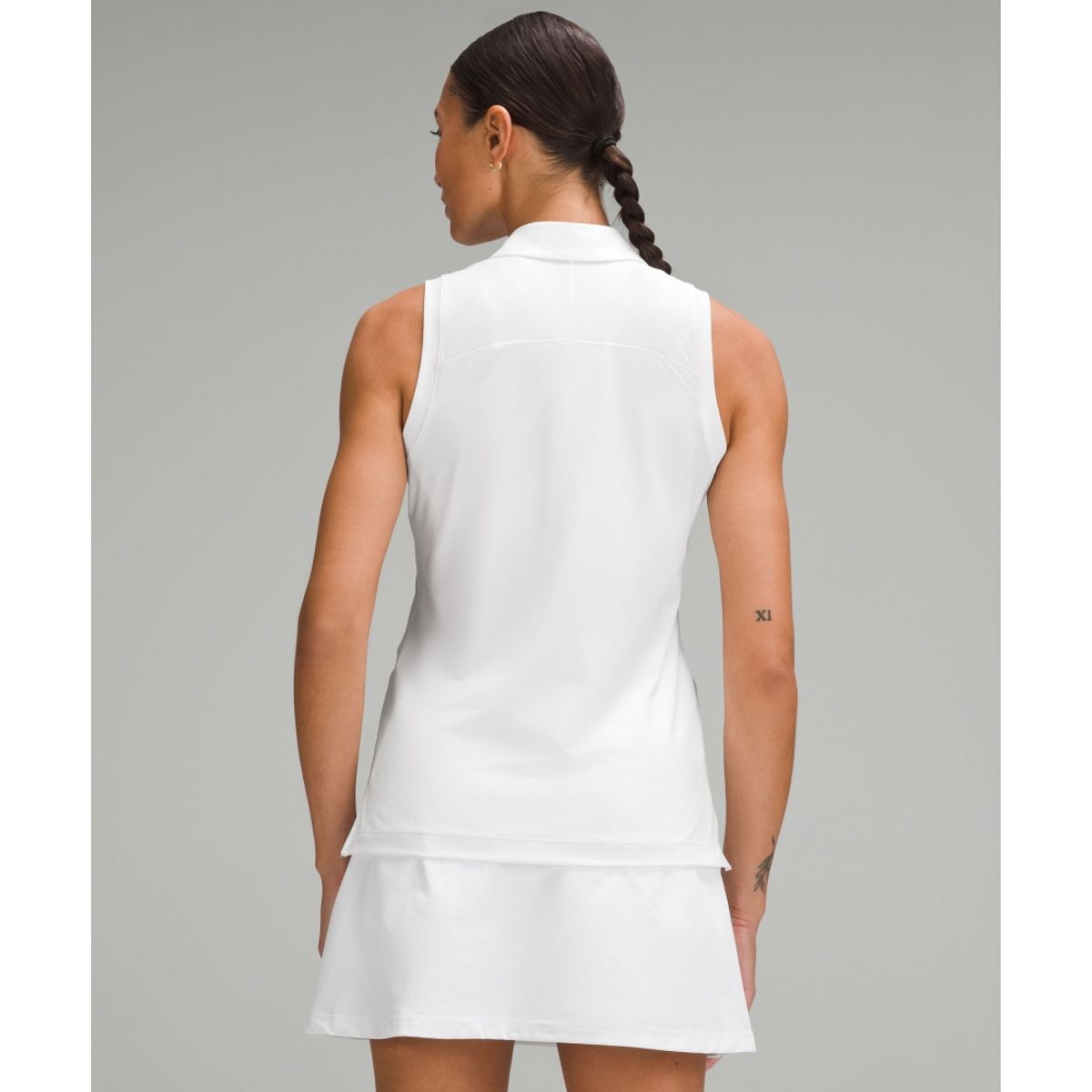 룰루레몬(LULULEMON) 퀵 드라이 슬리브리스 폴로 셔츠 *스트레이트 헴  WHT