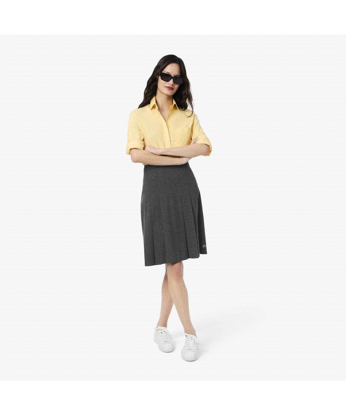 라코스테(LACOSTE) 여성 플란넬 플리츠 미디스커트 JF5358-55N 050