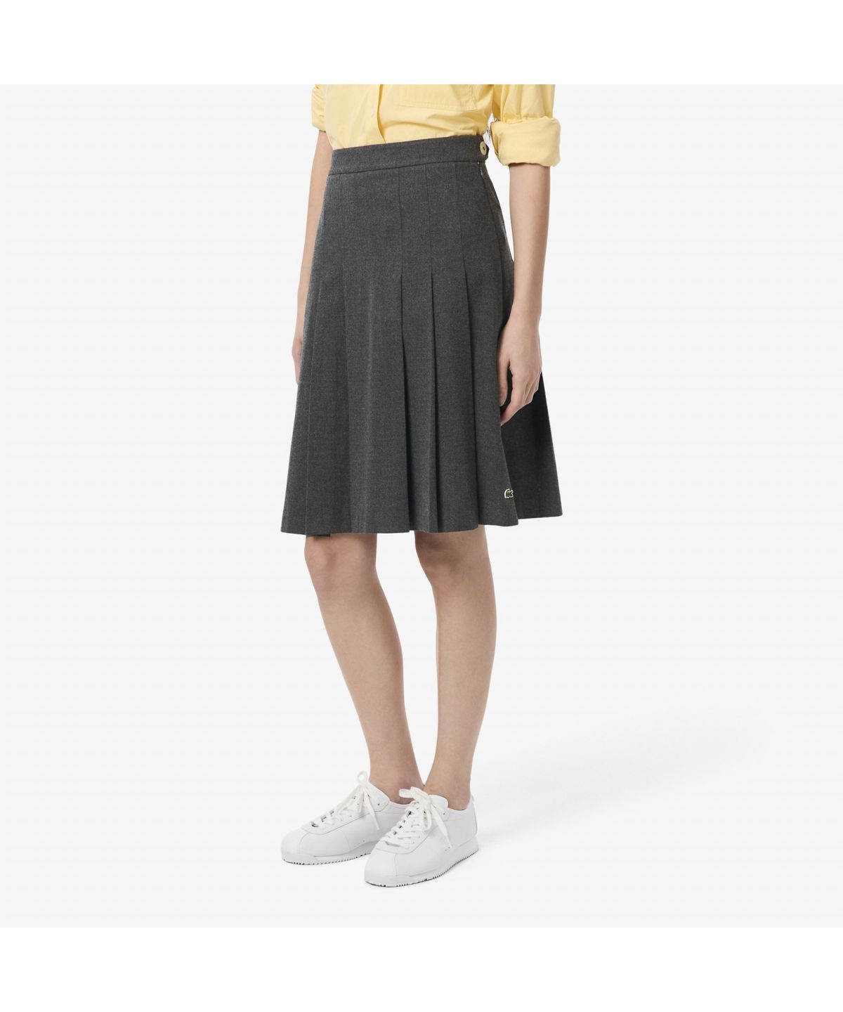 라코스테(LACOSTE) 여성 플란넬 플리츠 미디스커트 JF5358-55N 050