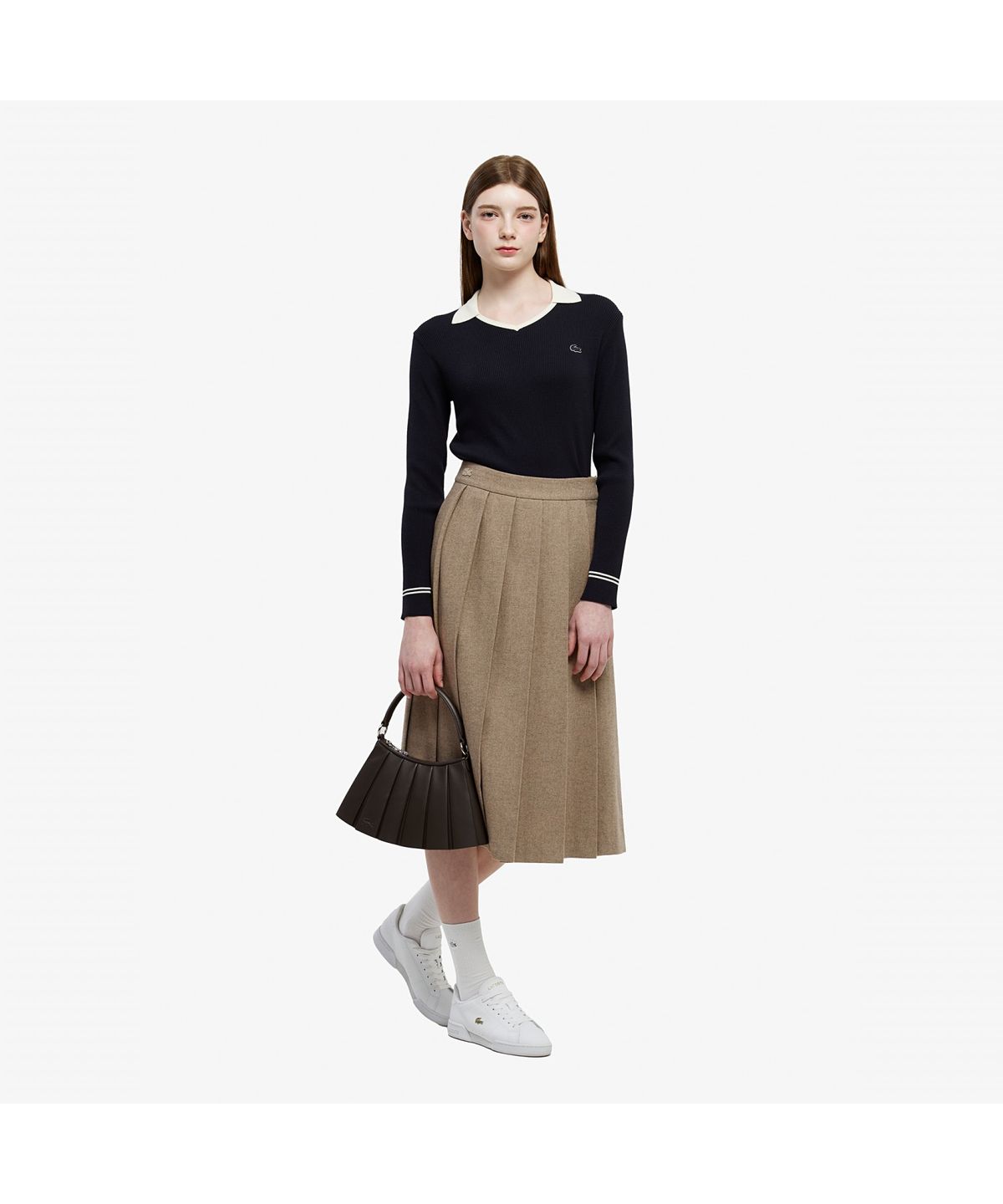 라코스테(LACOSTE) 여성 울 플리츠 미디스커트 JF427E-55N DPC