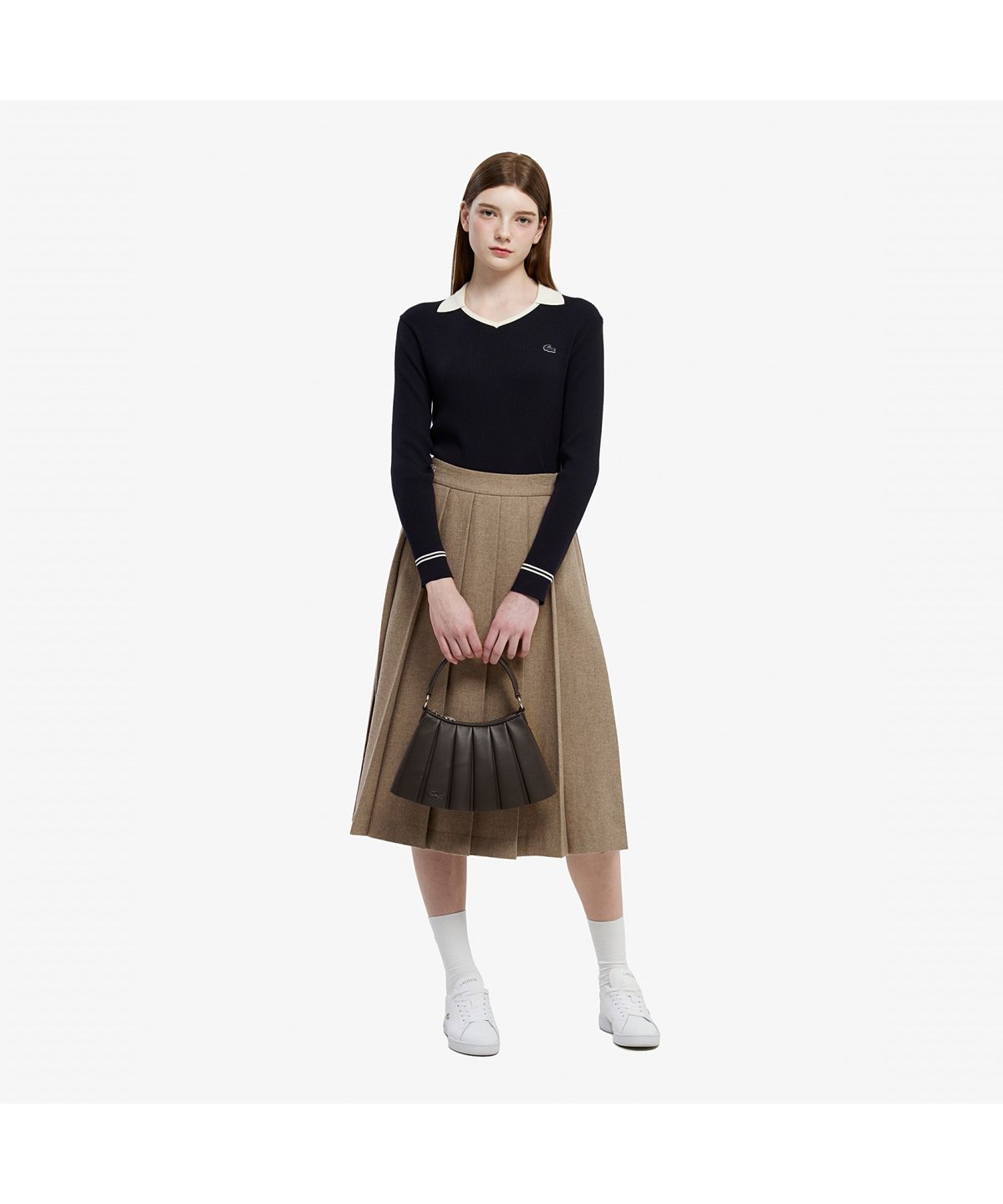 라코스테(LACOSTE) 여성 울 플리츠 미디스커트 JF427E-55N DPC