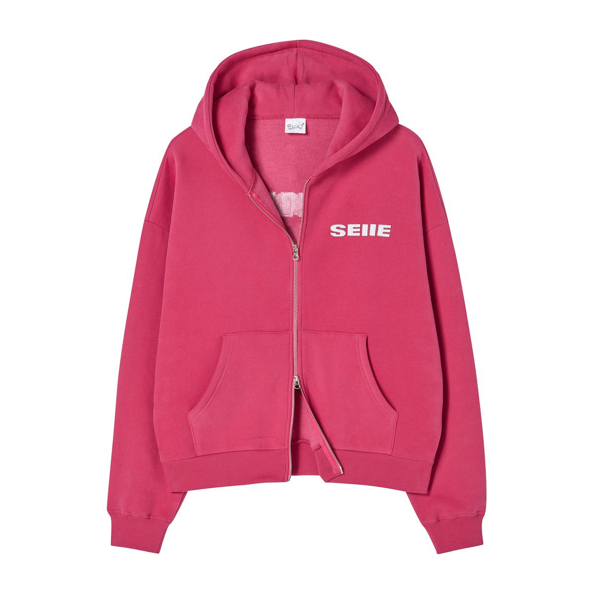 세이에(SEIIE) 네온 아플리케 허그 후드집업 Cherry Pink