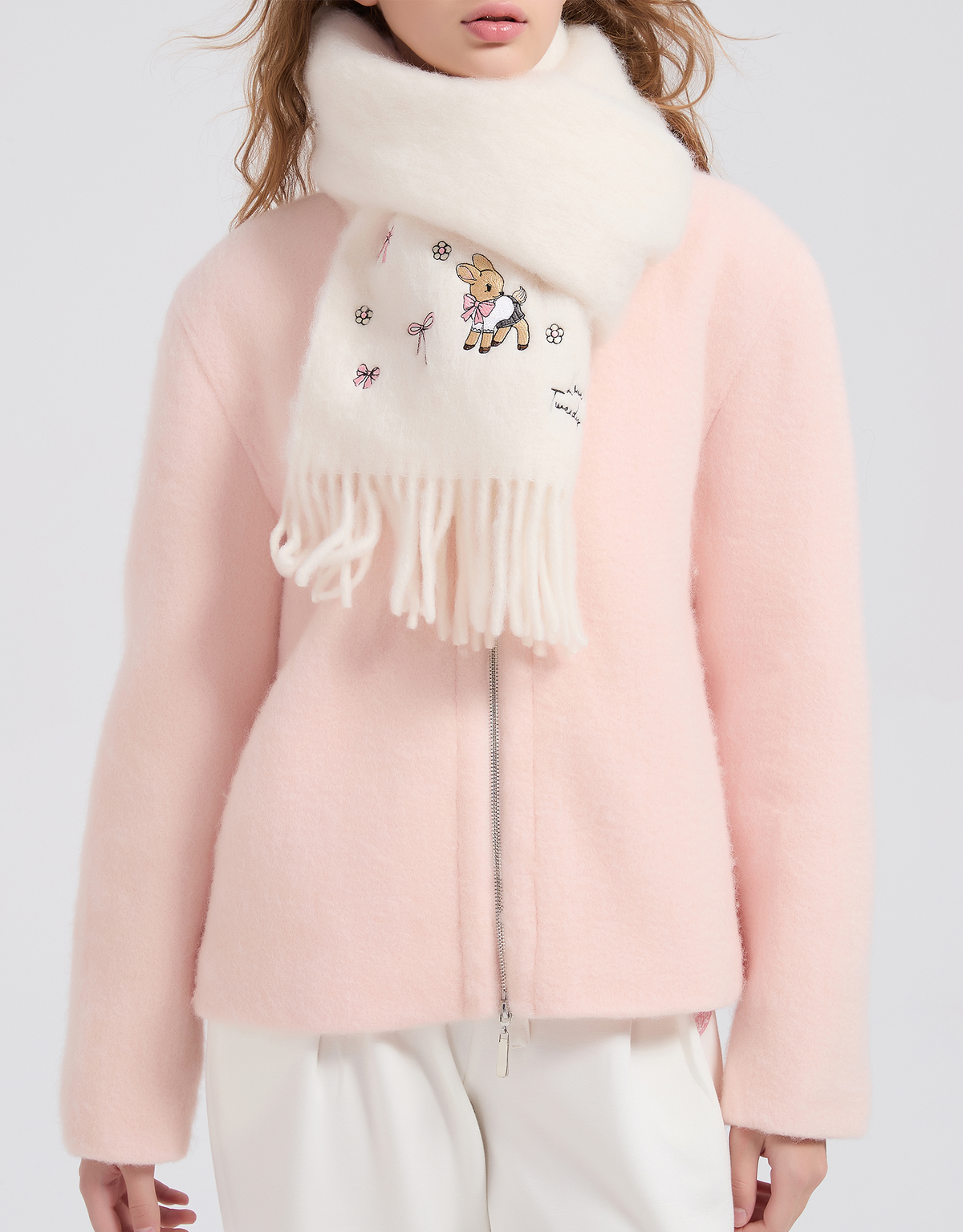 트위디아(TWEEDY-A) Dia Love Ribbon Muffler Ivory
