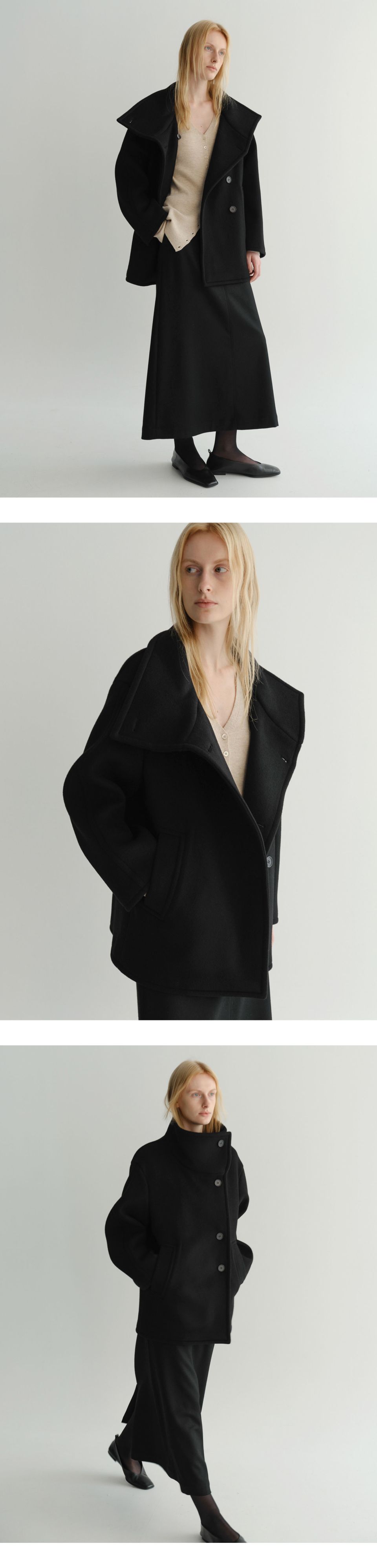 MUSINSA | EAAH HAYES HALF COAT (BLACK)
