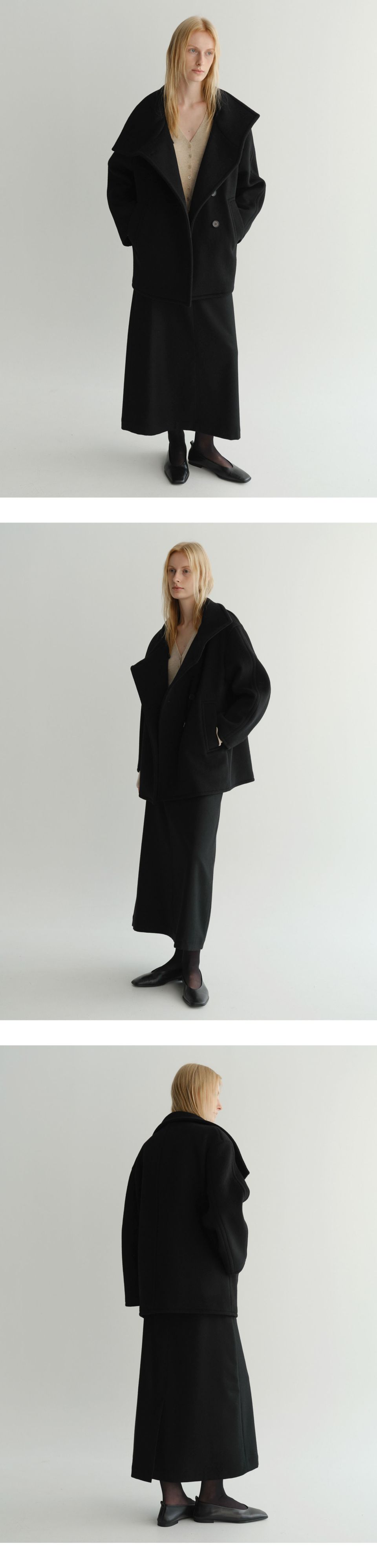 MUSINSA | EAAH HAYES HALF COAT (BLACK)