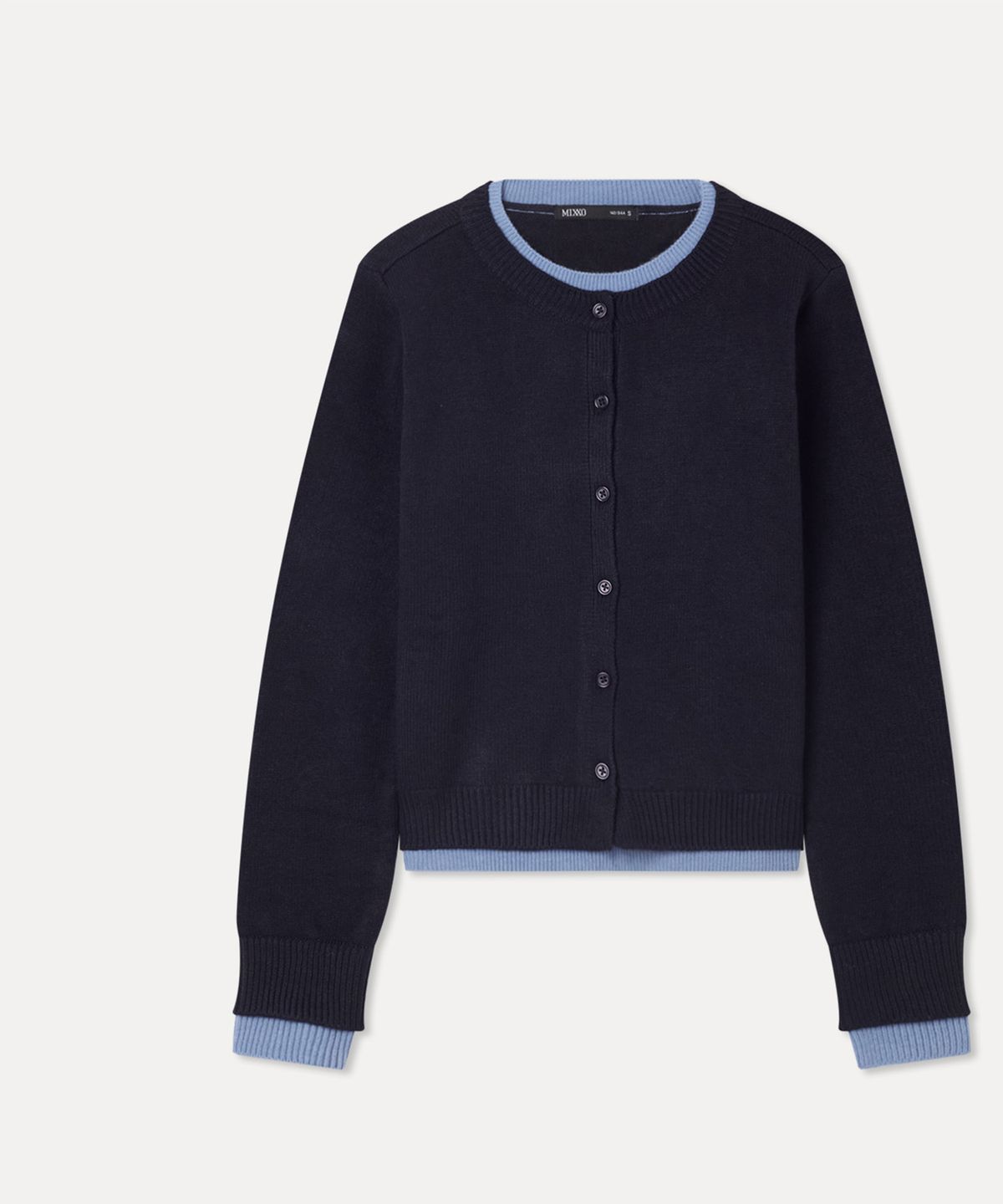 미쏘(MIXXO) 컬러배색 레이어드 버튼 풀오버_MIWKAG121T
