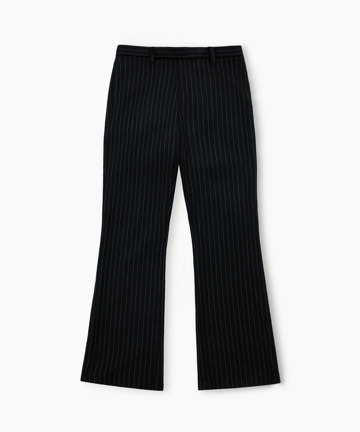 레뷰라(REVURA) SERGE WOOL BOOTCUT TROUSERS - BLACK STIPRE