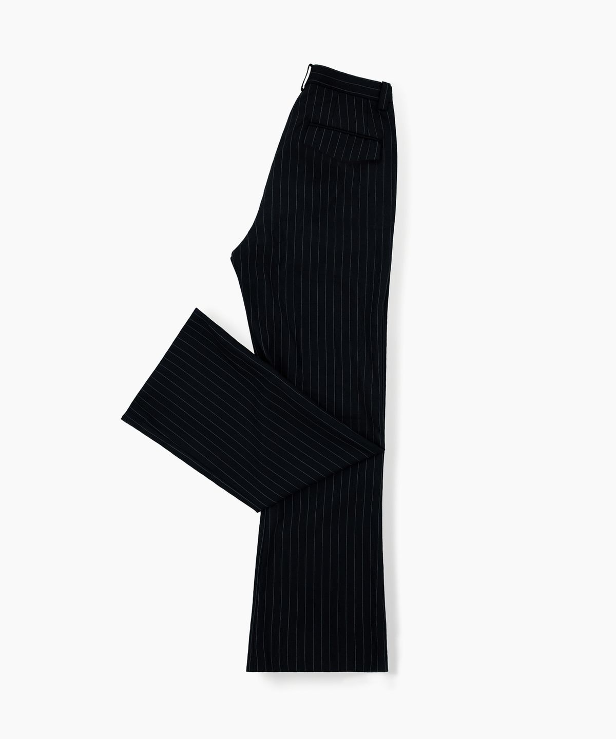 레뷰라(REVURA) SERGE WOOL BOOTCUT TROUSERS - BLACK STIPRE