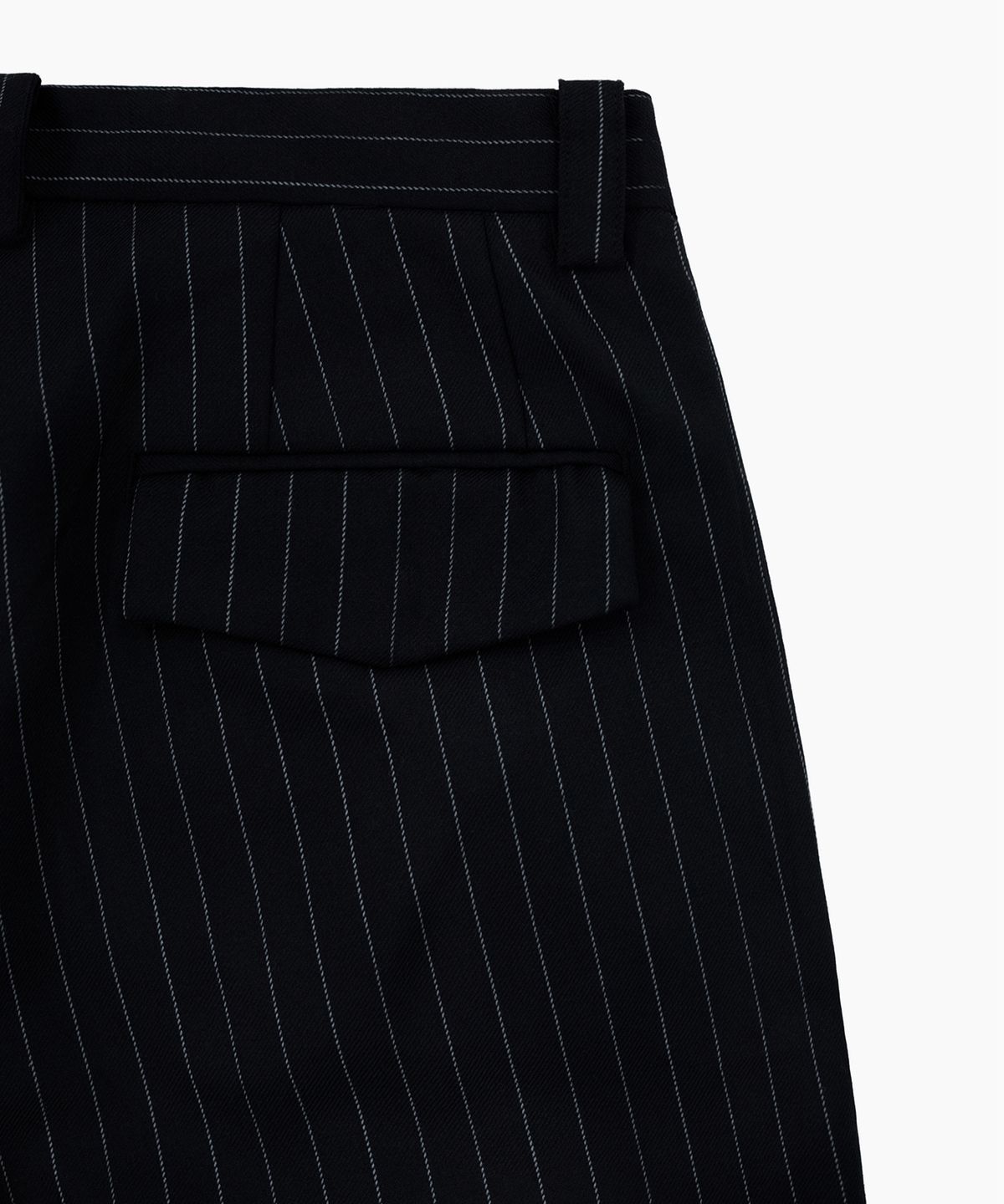 레뷰라(REVURA) SERGE WOOL BOOTCUT TROUSERS - BLACK STIPRE