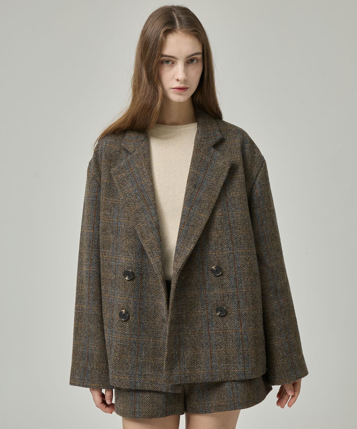 라피네아뜰리에(RAFFINE ATELIER) 모던 체크 오버사이즈 자켓