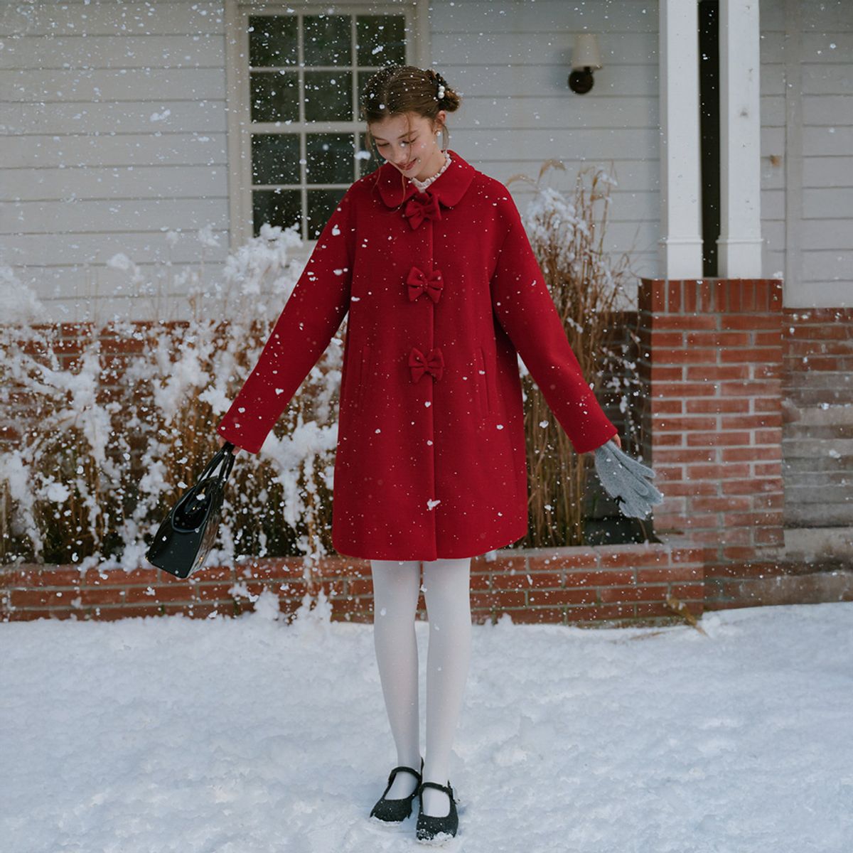 쎄무아듀(CEST MOIDEW) Cest_Holiday red ribbon half coat