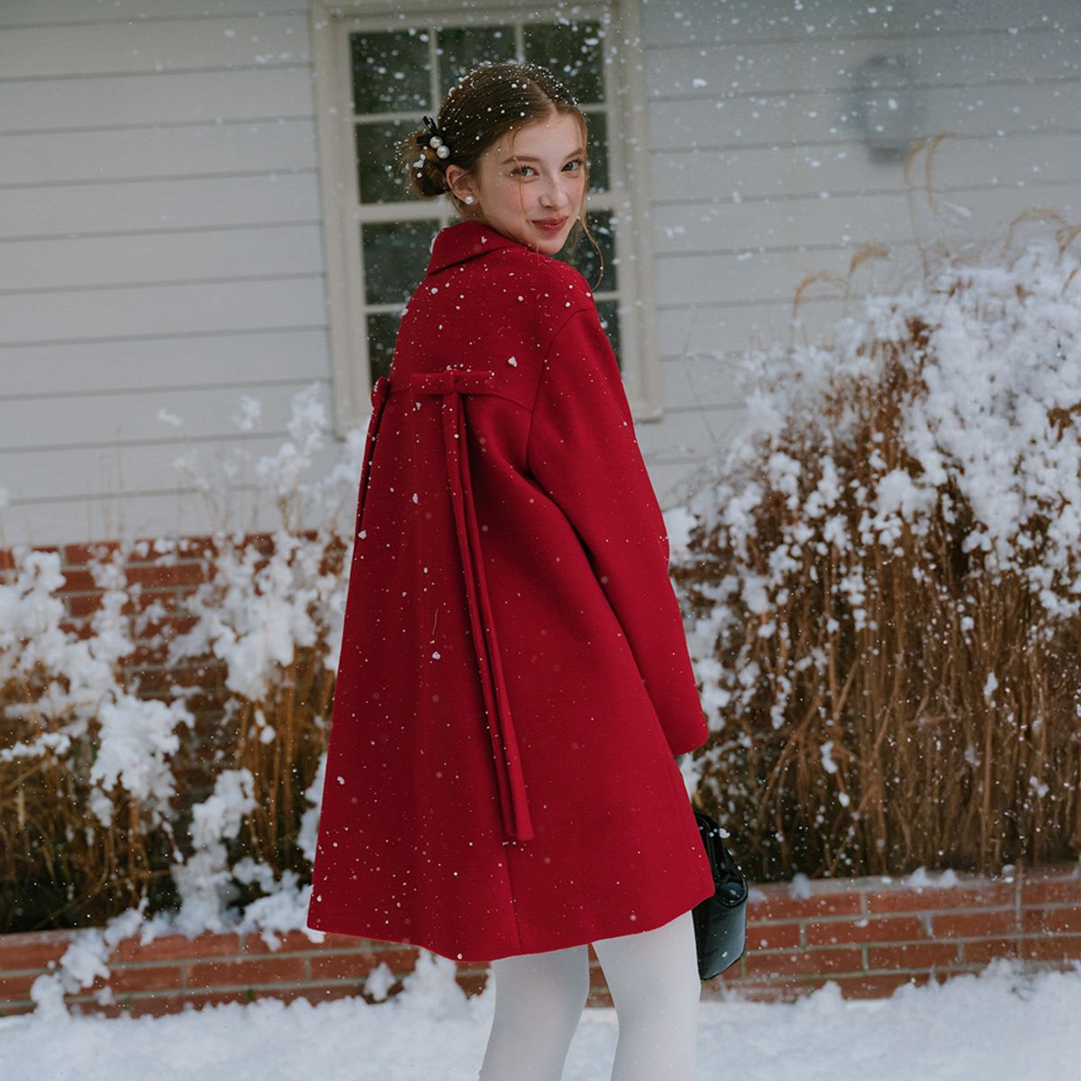 쎄무아듀(CEST MOIDEW) Cest_Holiday red ribbon half coat