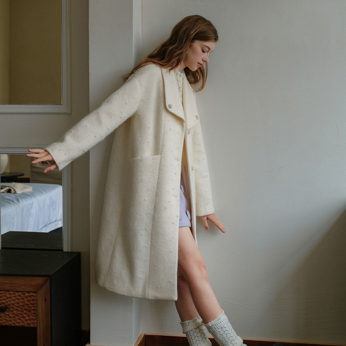 쎄무아듀(CEST MOIDEW) Cest_Pearl flower button coat