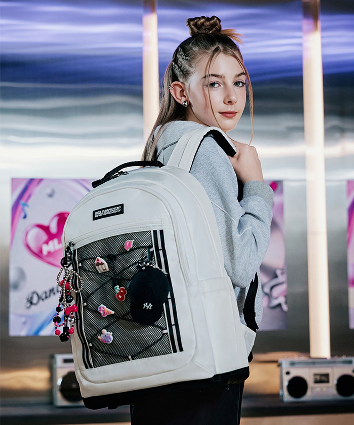 엠엘비 키즈(MLB KIDS) 태그 케이지 책가방 NY (Cream)
