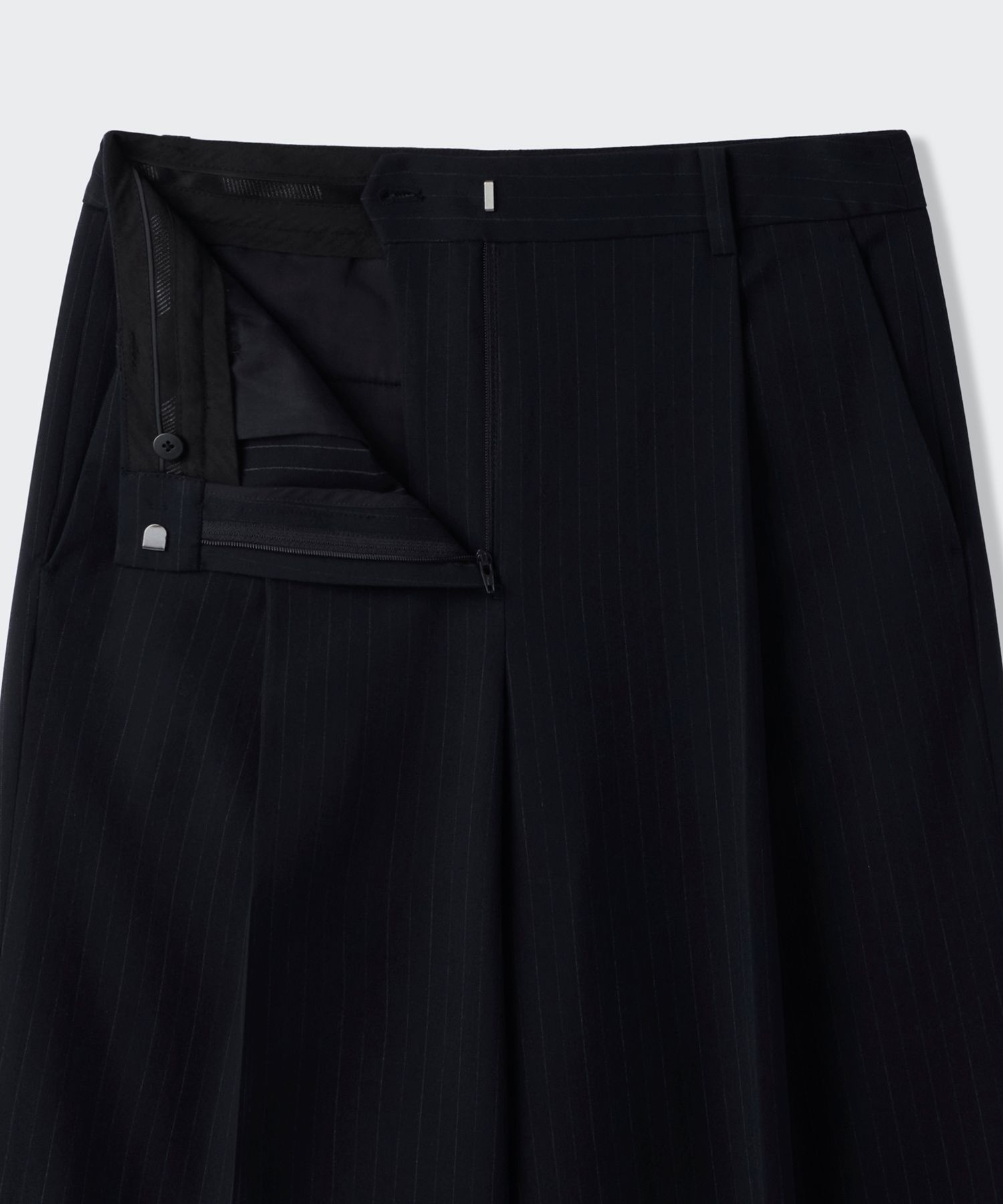 Womens Pinstripe Deep Tuck Wide Slacks - Navy thumbnail 4