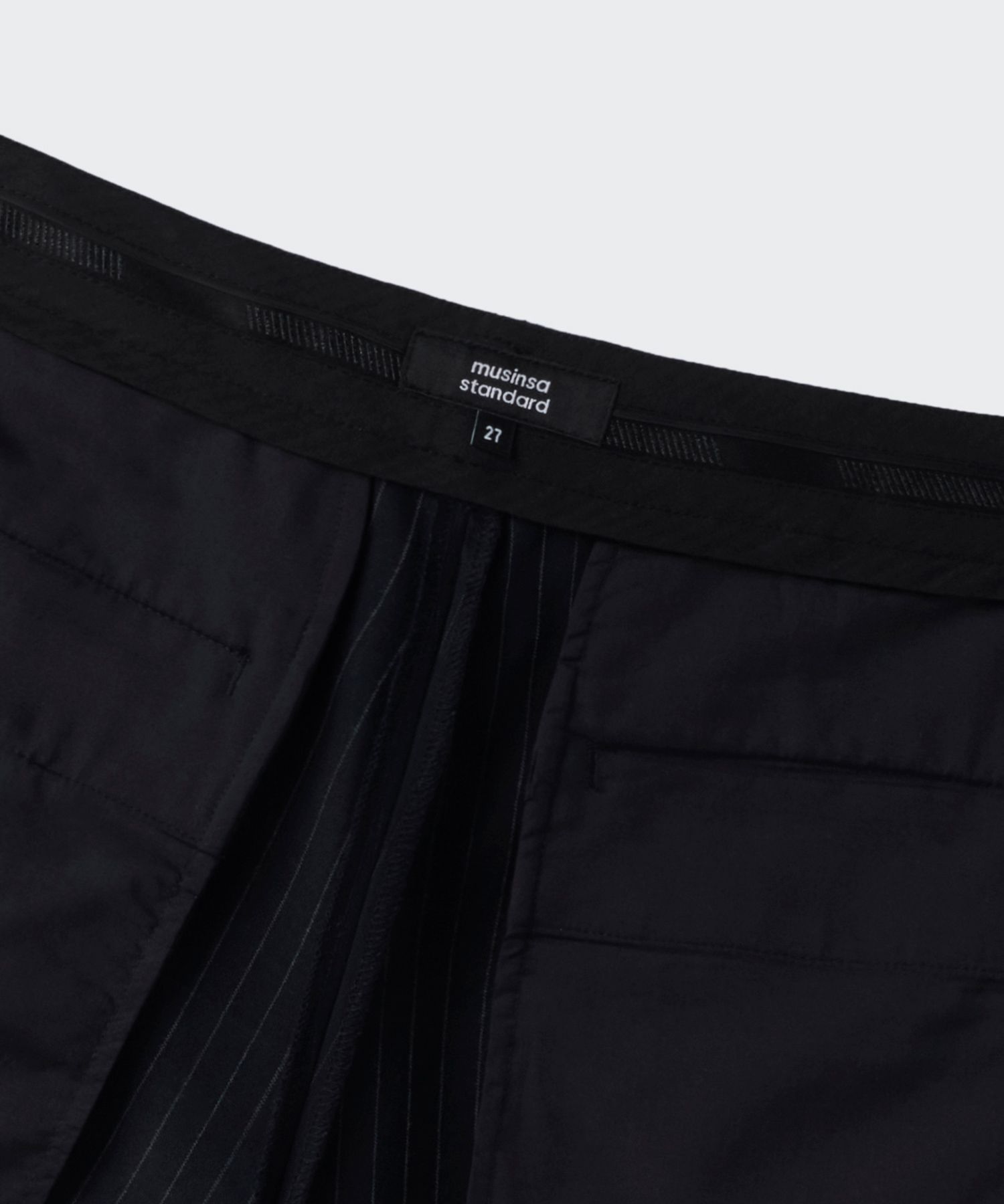 Womens Pinstripe Deep Tuck Wide Slacks - Navy thumbnail 5