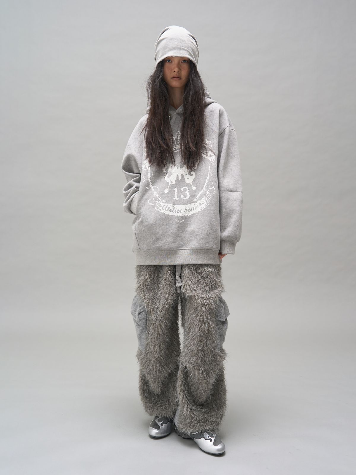 솜속(SOMSOC) RONNE SYMBOL ARTWORK HOODIE _M.GREY