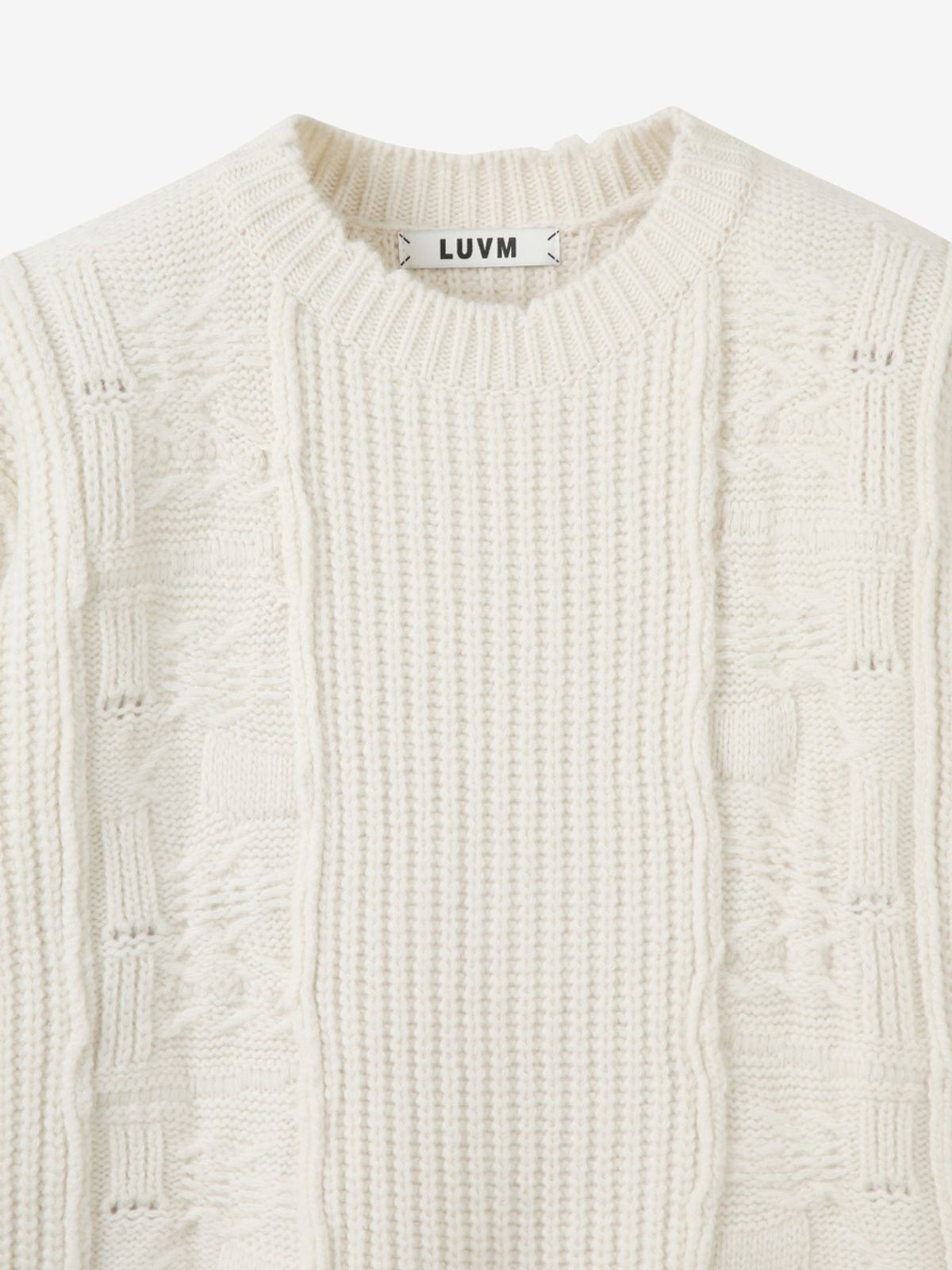 엘유브이엠(LUVM) FRINGE DAMAGE KNIT_IVORY