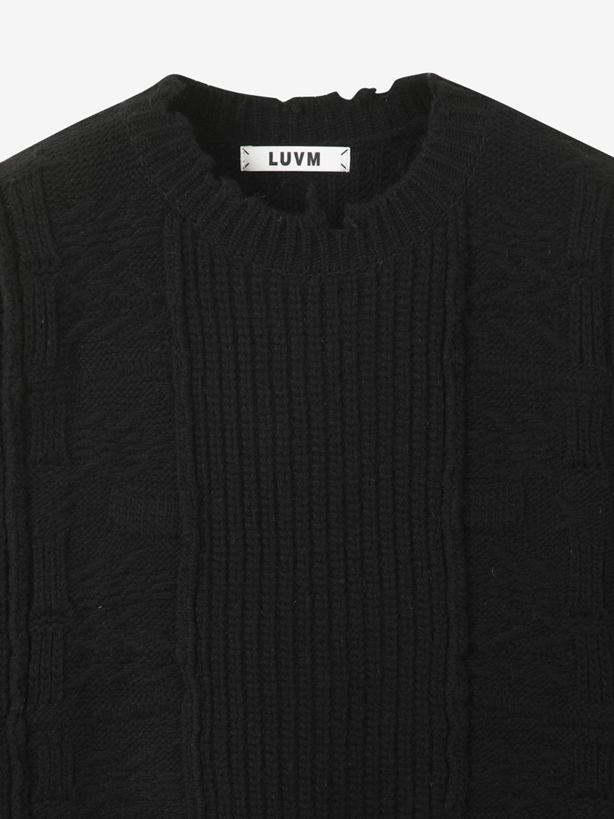 엘유브이엠(LUVM) FRINGE DAMAGE KNIT_BLACK