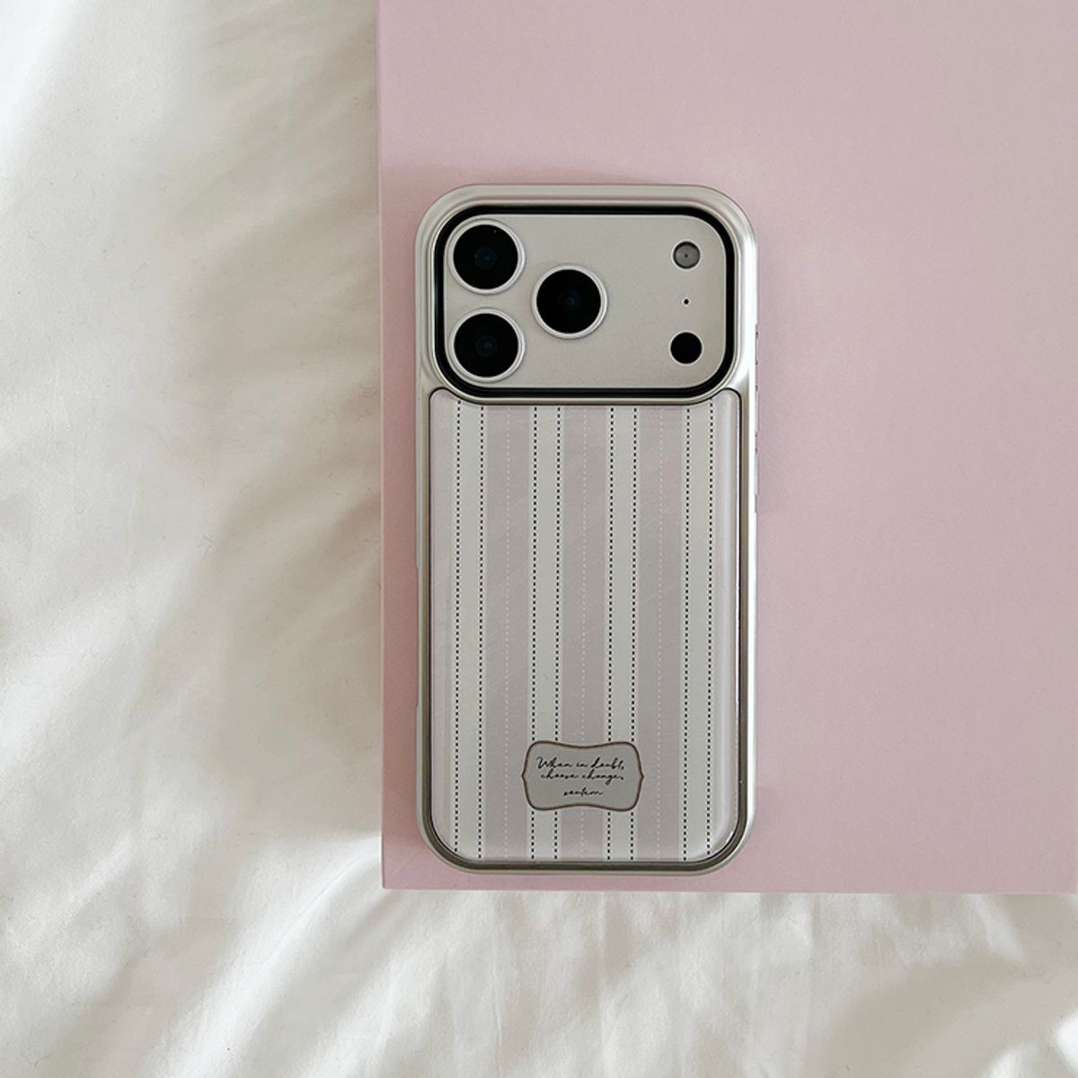 소유템(SOUTEM) Cotton stripe Phone Case_​​Silver epoxy