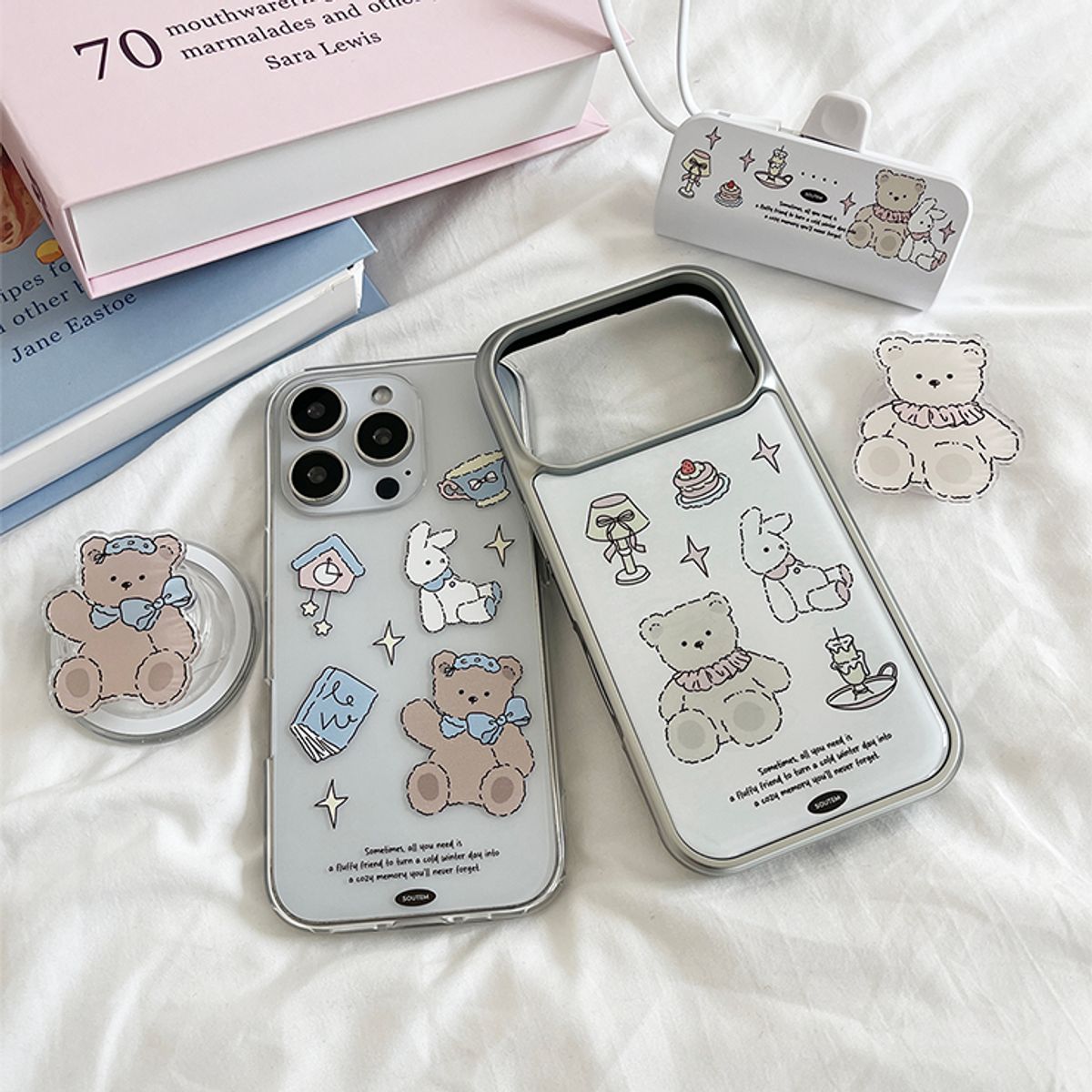 소유템(SOUTEM) Drawing Bear Phone Case_​​Silver epoxy