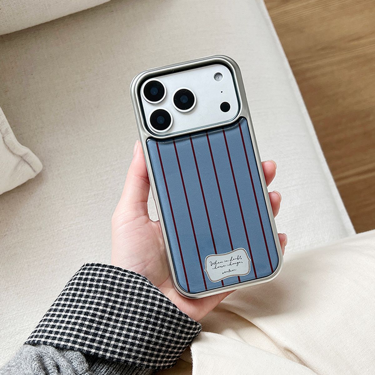 소유템(SOUTEM) Pajama Stripe Phone Case_​​Silver epoxy