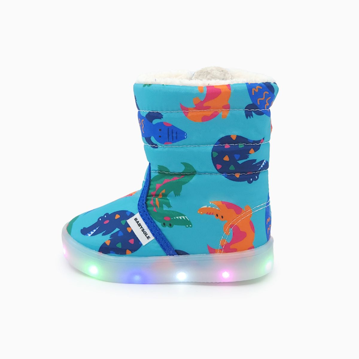 베이비솔(BABYSOLE) 컬러크로커 LED 털부츠