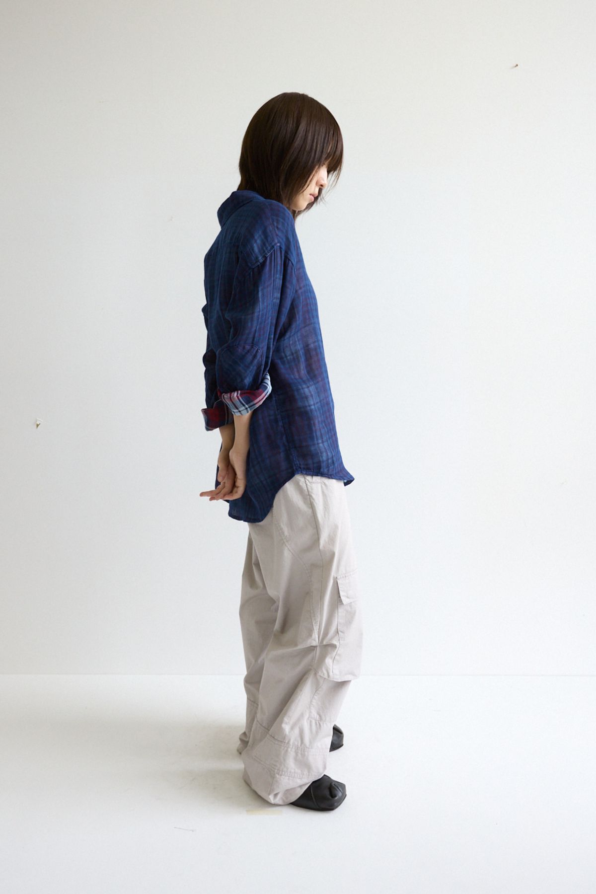 해칭룸(HATCHINGROOM) Archive Shirt V2 Shadow Check Linen Blue