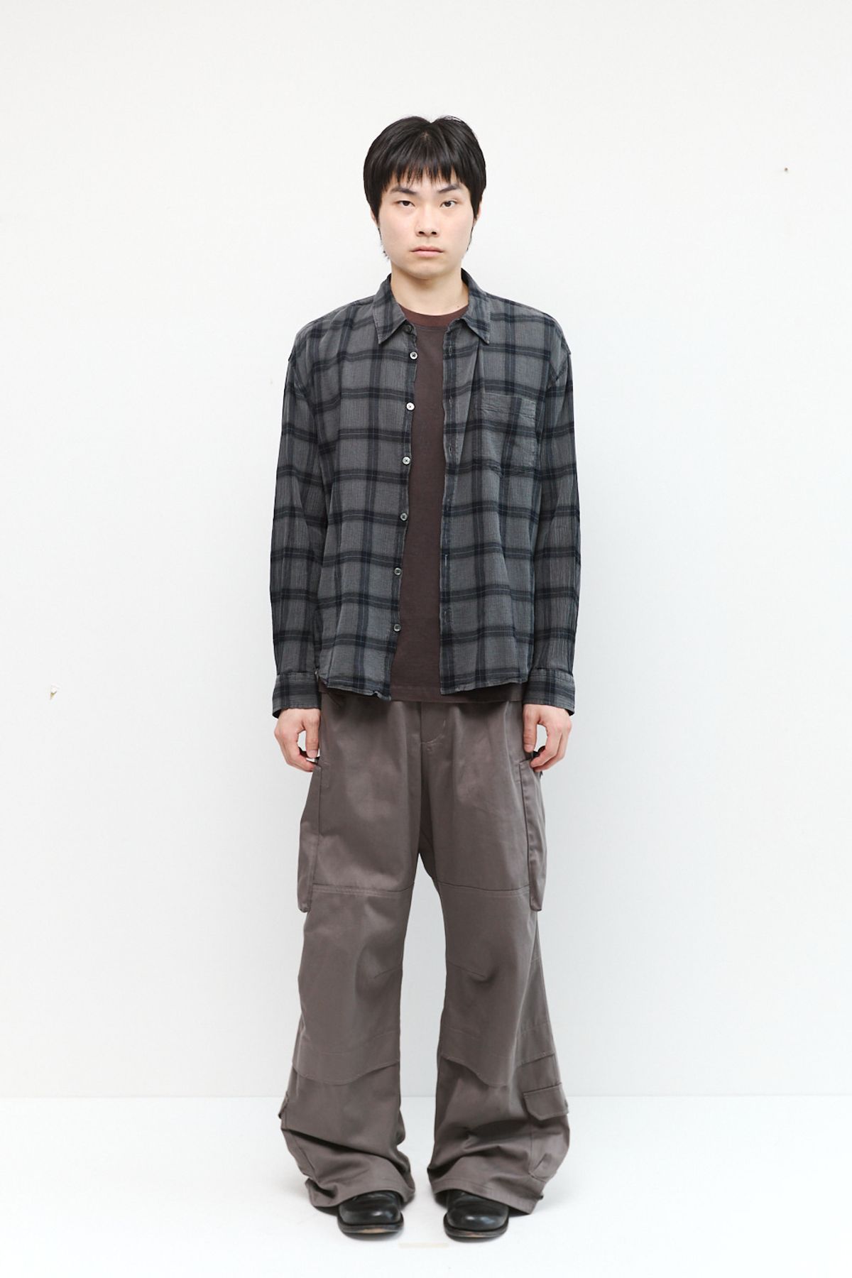 해칭룸(HATCHINGROOM) Classic Shirt Over Dyed Check Charcoal