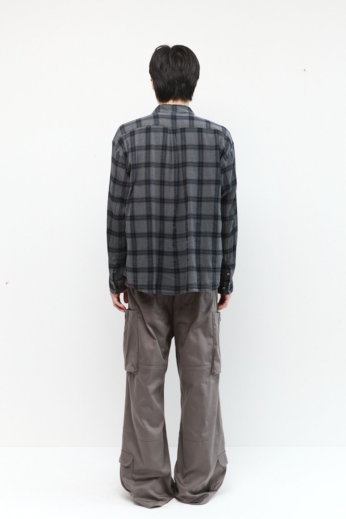 해칭룸(HATCHINGROOM) Classic Shirt Over Dyed Check Charcoal