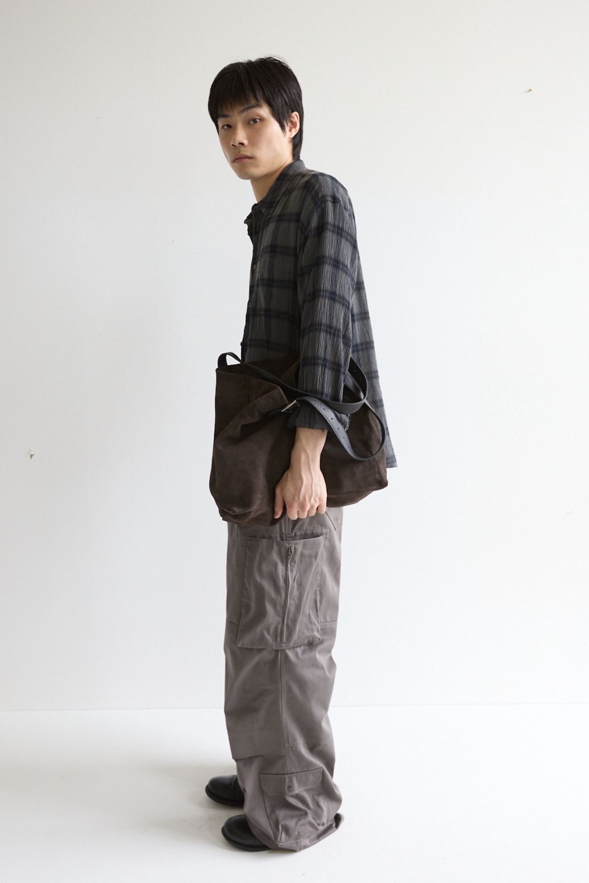 해칭룸(HATCHINGROOM) Classic Shirt Over Dyed Check Charcoal