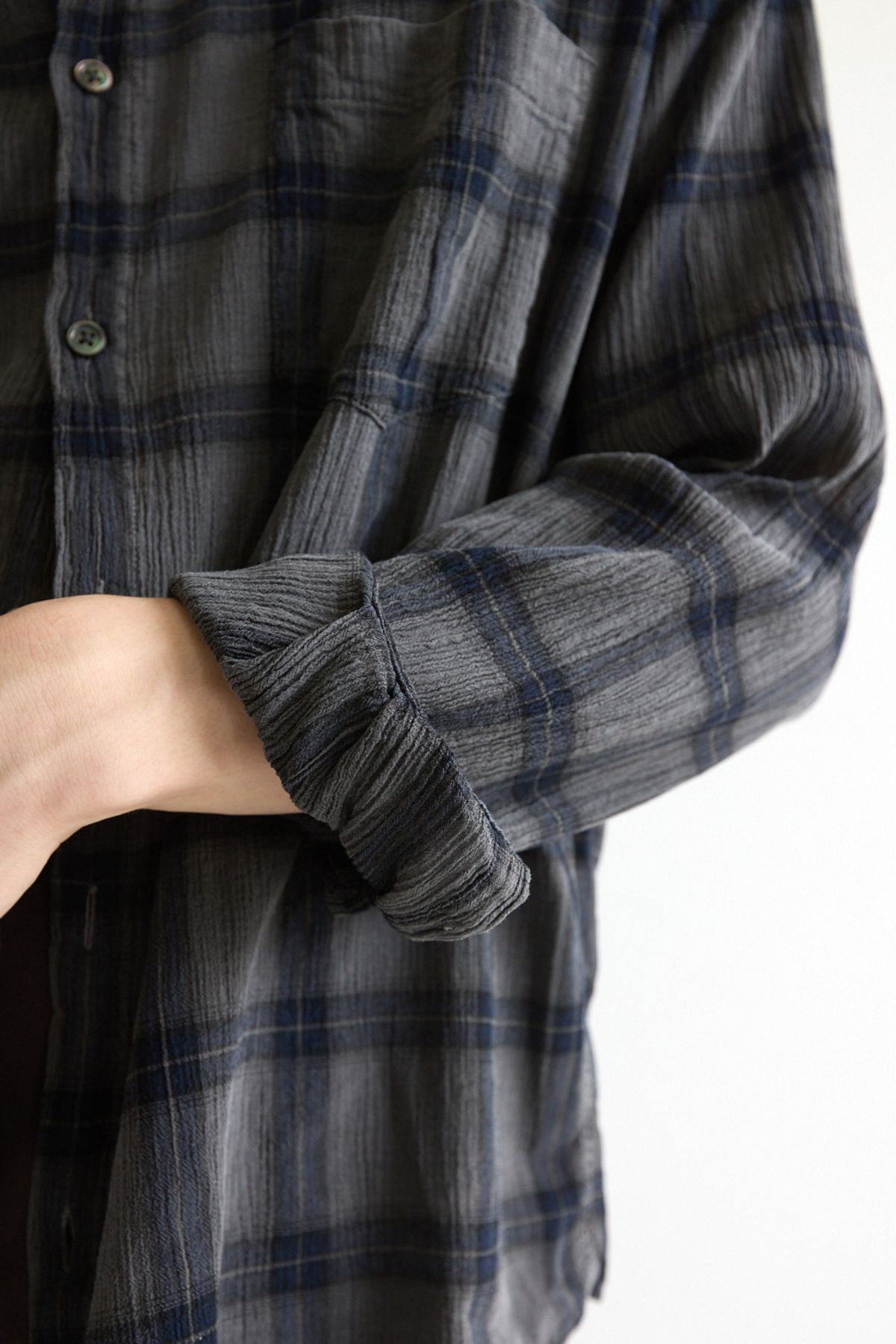 해칭룸(HATCHINGROOM) Classic Shirt Over Dyed Check Charcoal