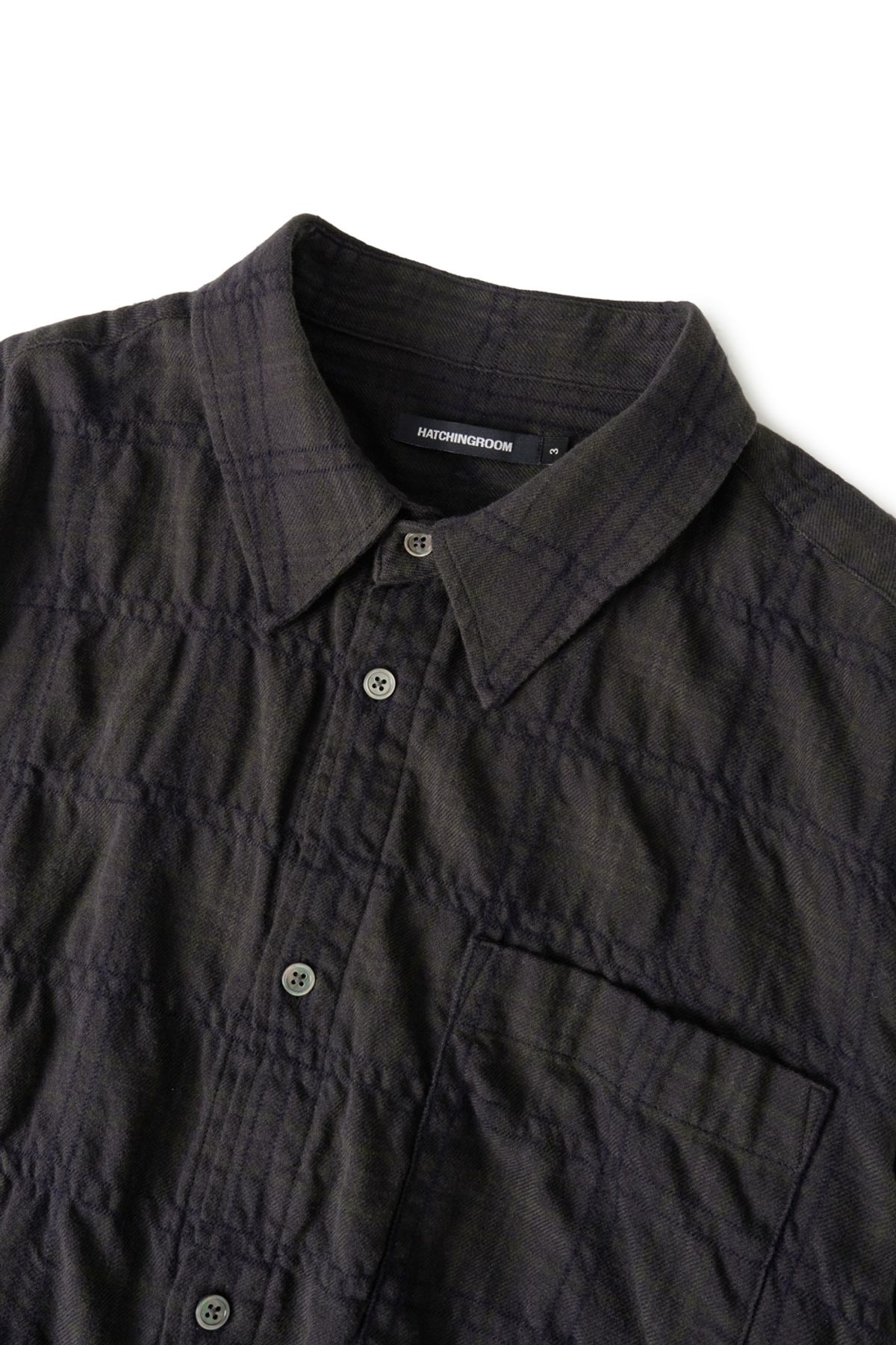 해칭룸(HATCHINGROOM) Museum Shirt Shirring Check Dark Brown