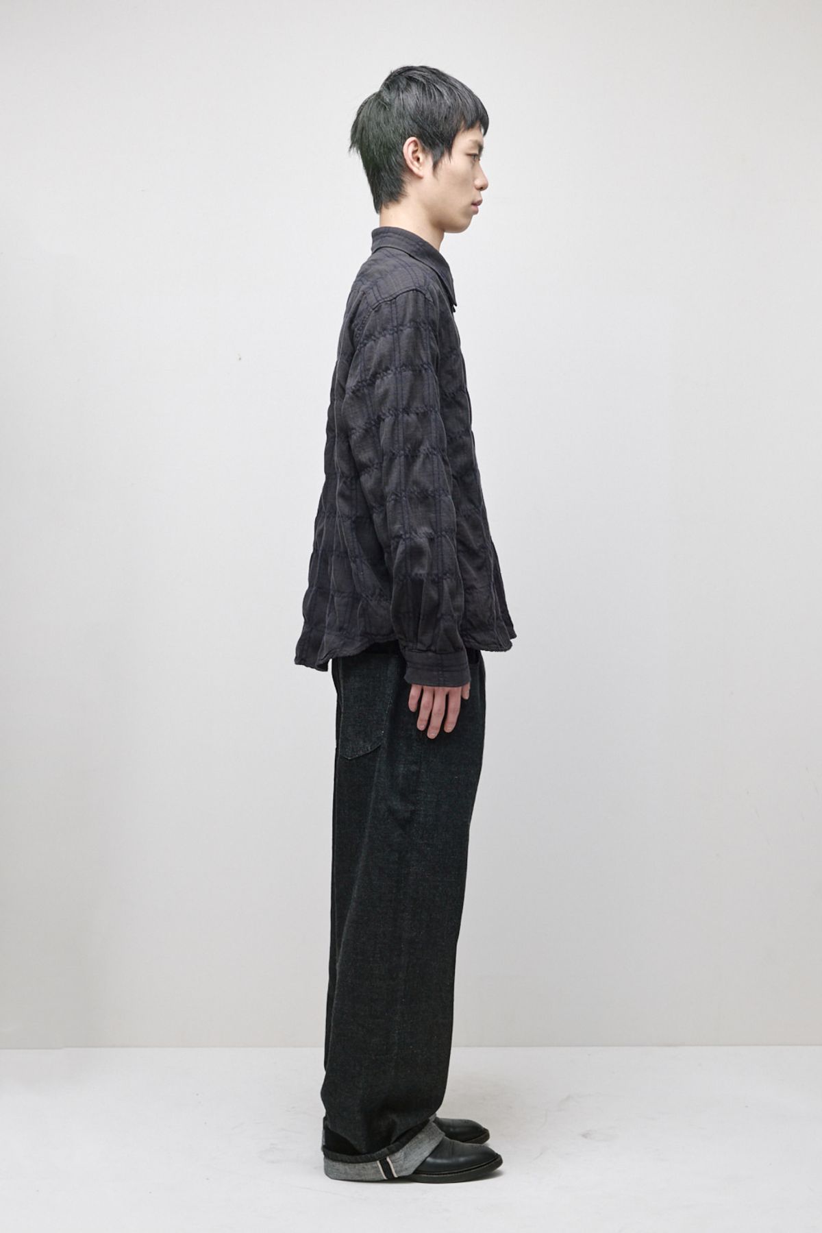 해칭룸(HATCHINGROOM) Museum Shirt Shirring Check Dark Brown