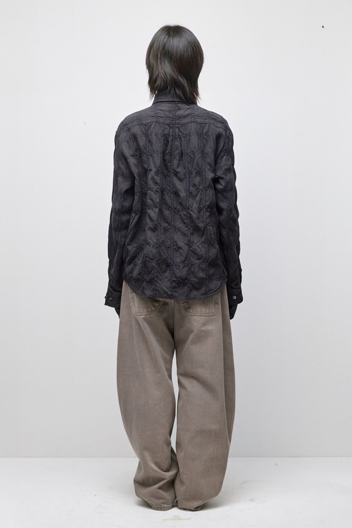 해칭룸(HATCHINGROOM) Museum Shirt Shirring Check Dark Brown