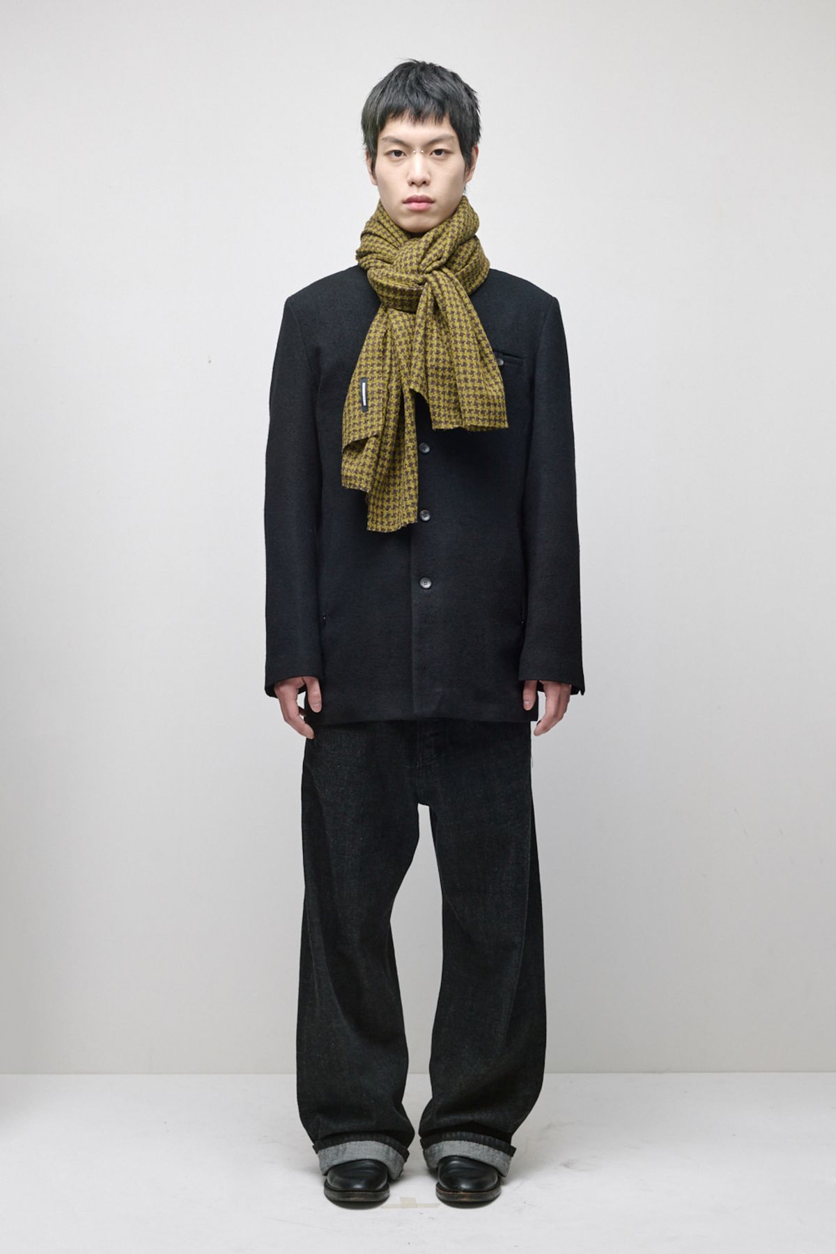 해칭룸(HATCHINGROOM) Houndstooth Check Wool Muffler Green