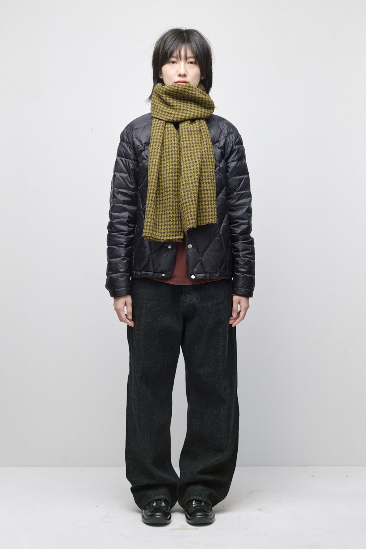 해칭룸(HATCHINGROOM) Houndstooth Check Wool Muffler Green