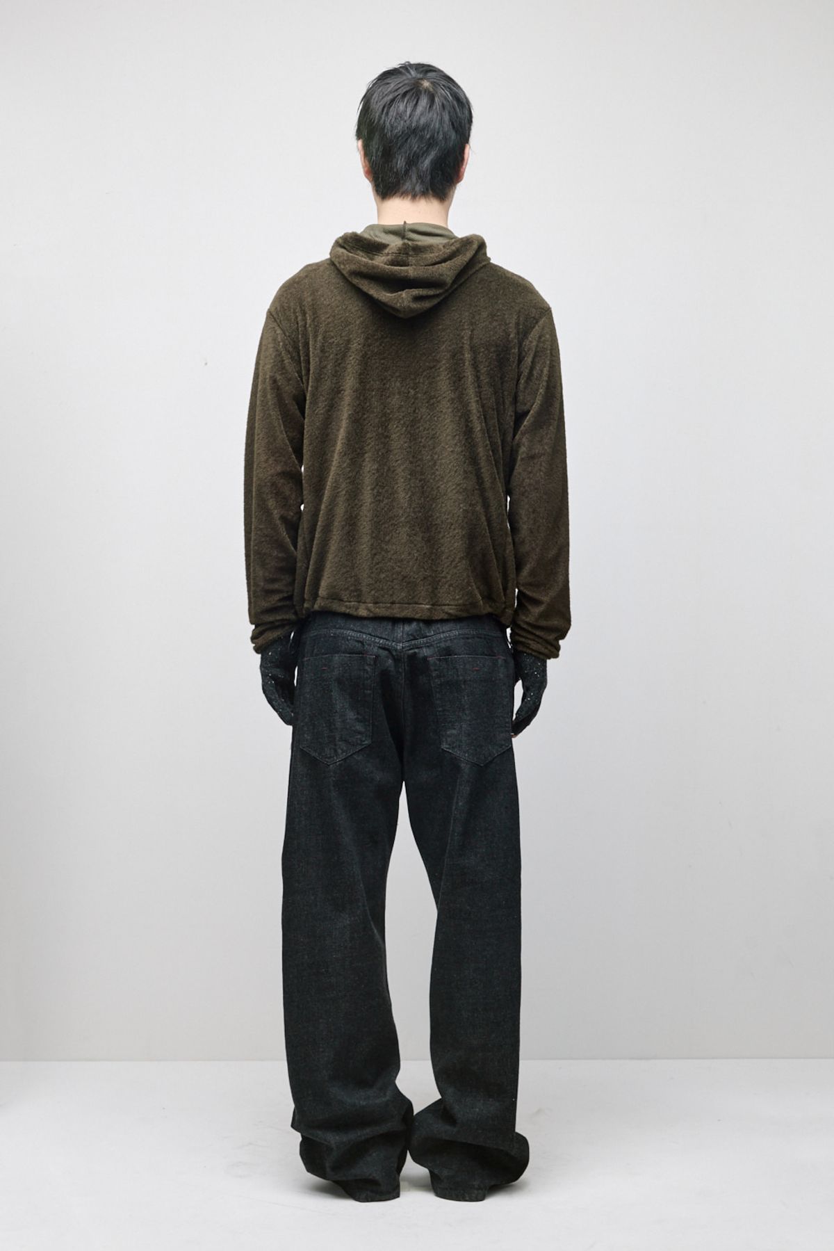 해칭룸(HATCHINGROOM) Fuzzy Mesh Hoodie Khaki