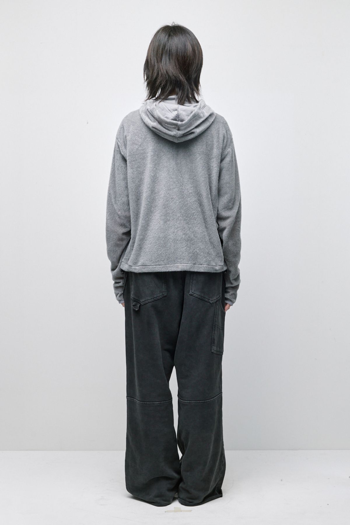해칭룸(HATCHINGROOM) Fuzzy Mesh Hoodie Light Grey