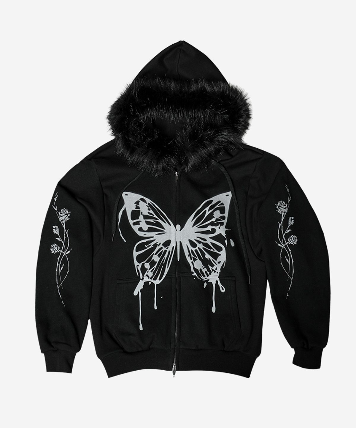 달링유어배드(DARLING, YOU'RE BAD) BUTTERFLY SPLATTER ZIP-UP #BLACK (기모/퍼탈부착)