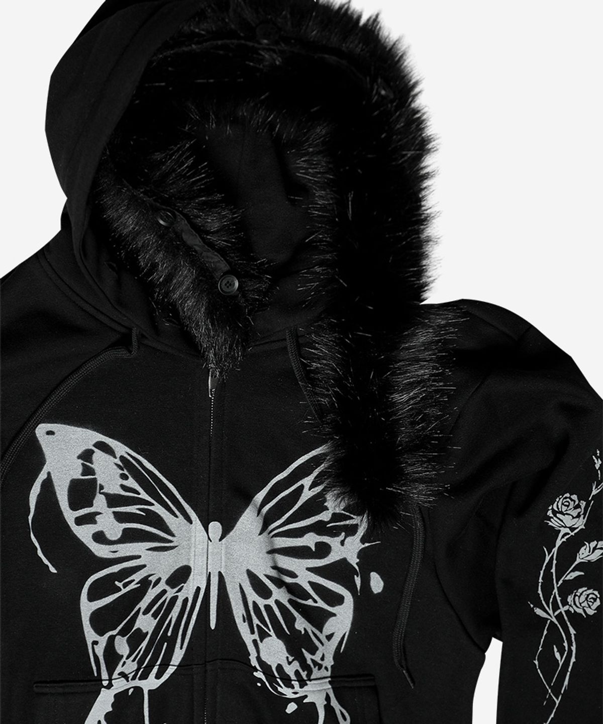 달링유어배드(DARLING, YOU'RE BAD) BUTTERFLY SPLATTER ZIP-UP #BLACK (기모/퍼탈부착)