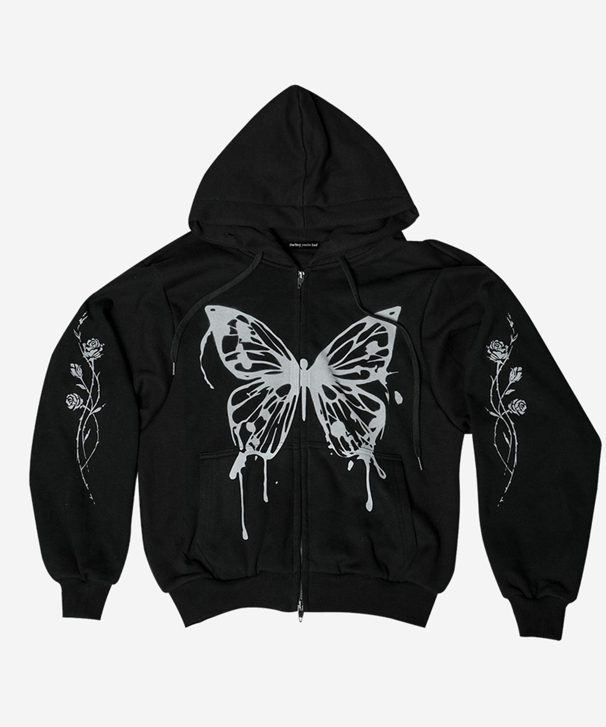 달링유어배드(DARLING, YOU'RE BAD) BUTTERFLY SPLATTER ZIP-UP #BLACK (기모/퍼탈부착)